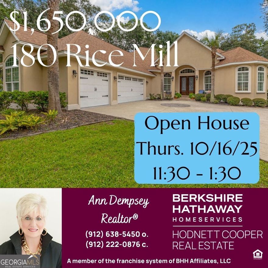 YOU WILL NOT WANT TO MISS THIS ELEGANT HOME IN HAMPTON PLANTATION!!! From the moment you enter this spectacular home, you will experience a beautiful design!! High ceilings and tray ceilings...Natural light filling the whole house...plantation shutters on all the windows and sliding glass doors...seeing the screened pool and the sweeping views of the golf course and the clubhouse from most rooms...a generator for the entire house...and many other special features!!  The open concept in the formal entrance has two areas...either of which could be a Dining Room or Living Room. The ceilings in this area are 16'-18' high.  To the right of this is the picturesque Sitting Room. It has a dry bar with a wine cooler.  It has 4 bedrooms and 3.5 baths. The gourmet Kitchen has a large center island with a sink, lots of cabinetry, a breakfast bar, an eat-in area, stainless steel appliances, a Jenn-Air gas cooktop, a warming drawer, double ovens, a microwave, an ice maker, a special hot water faucet, a trash compacter, granite countertops, and....it opens to the Family Room!!  There is a split bedroom arrangement.  The Primary Bedroom is on the right side of the house, and it has beautiful views of the screened porch, pool, the golf course, including the 1st tee, & the clubhouse. The ensuite bath has double vanities, a Whirlpool tub, and a separate shower.  On the left side of the house are two bedrooms and a hall bath. At the back of the house is the 4th Bedroom and Bath. There is also a large Family Room with a fireplace with gas logs and built-in bookshelves. The fantastic screened heated pool/spa is perfect for relaxing and swimming...and entertaining. The Family Room has recessed music speakers connected in the ceilings that are wired out to the screened porch. There is also an outdoor kitchen with a grill and a refrigerator.  There are three TV's in the house that will stay...and 3 refrigerators that will stay. Much of the furniture can remain!!!! The triple garage has Shark flooring. This home is on the corner of Rice Mill where you turn to go to the Clubhouse/Pro Shop and the 1st tee of the golf course.  The views of the golf course are absolutely incredible!!  This is a very special property with a one/half acre lot, and you don't want to miss it!!!! Call for an appointment today!!