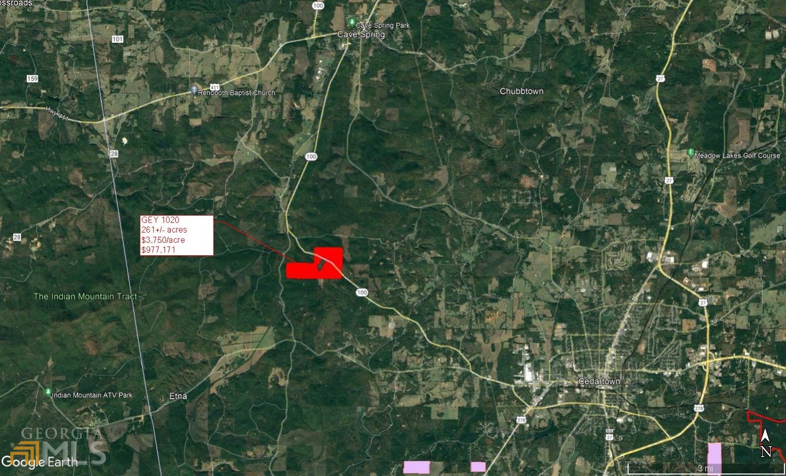 Wooded parcel 5 miles south of Cave Spring, Georgia. Cave Spring offers a quirky blend of shopping and dining in a historic rural atmosphere. This parcel is to be divided from a larger tract. All parcels must be surveyed at purchaser's expense.