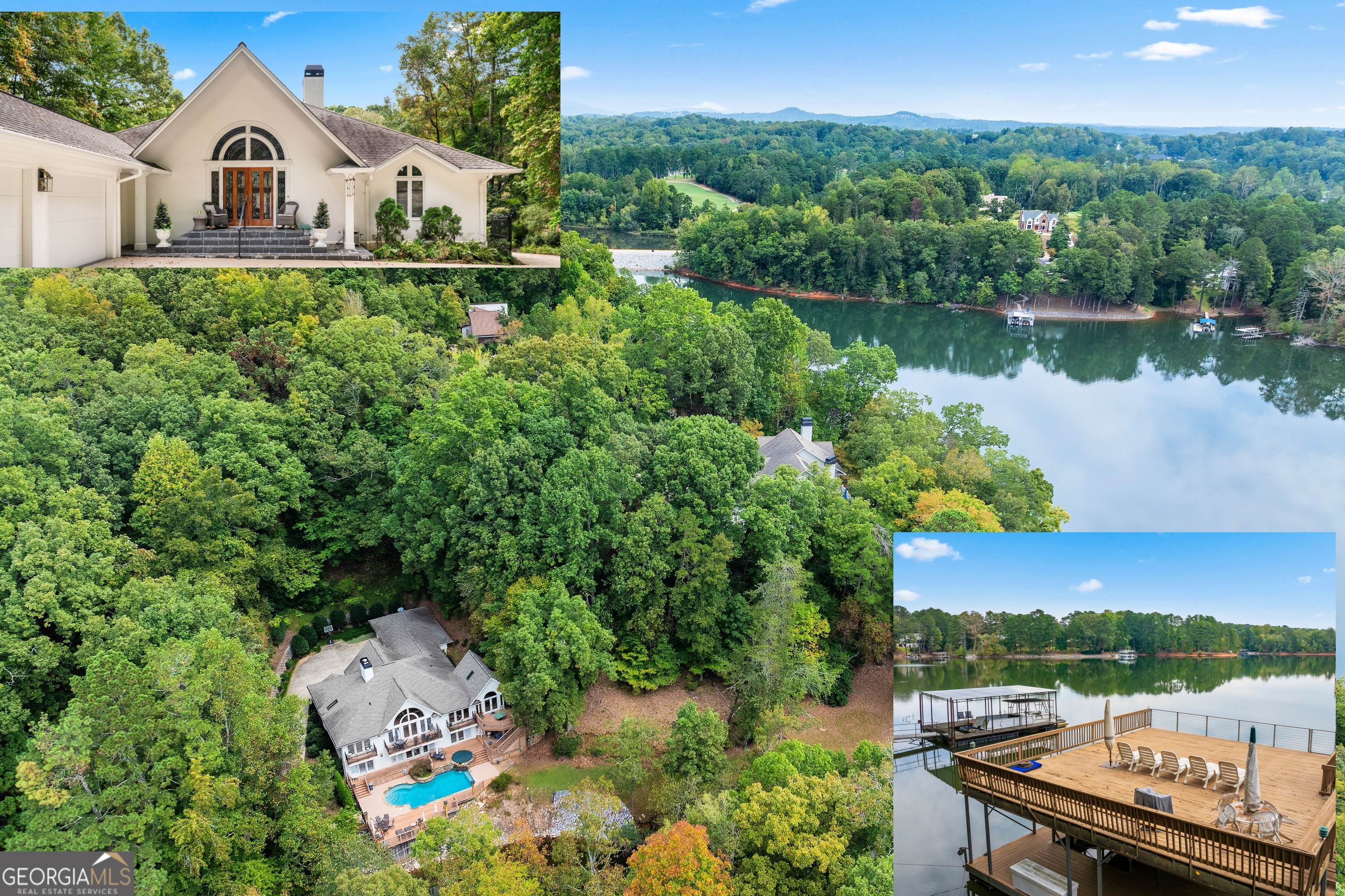 Best PRIVATE Lakefront home with a pool! Welcome to this exceptional ranch home, nestled on a lush, flat 1.52-acre private lot with breathtaking views of Lake Lanier. Enjoy ultimate privacy, with deepwater access and your own two-slip party dock. This exquisite property offers a perfect blend of luxury and comfort, featuring a full, finished terrace level that opens to an outdoor oasis. Relax in the sparkling pool that is overlooking your own private cove on Lake Lanier, unwind in the hot tub, or listen to the soothing sounds of the waterfall, perfect for year-round entertaining. Inside, the home boasts a chef's kitchen with custom cabinetry, and ample counter space, ideal for preparing gourmet meals. The open-concept floor plan highlights stunning hardwood floors and three cozy fireplaces that add warmth and character to every room. The spacious owner's suite is a true retreat, offering tranquility and beautiful views of the water. For added convenience, the home includes a 3-car garage, a whole home generator, a whole home air purifier as well as a luxurious sauna, steam shower and hot tub to relax in after a day on the water or exploring the outdoors. Whether you're hosting gatherings or seeking a peaceful escape, this home offers it all, elegance, privacy, and an unparalleled lakeside lifestyle. Don't miss the chance to make this dream home your reality!