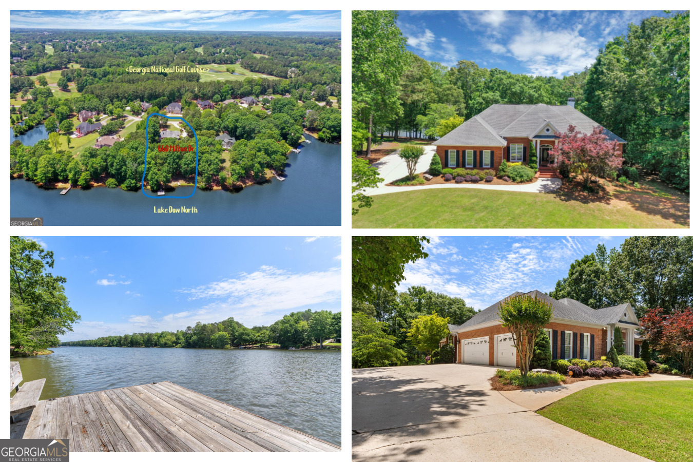 Magnificent Waterfront Brick Ranch in Prestigious Lake Dow North - Henry County's Premier Address! Nestled on a premium 1.5+ acre lakefront lot on Milton Drive, this fully renovated, one-of-a-kind estate offers unparalleled luxury and seamless living. This immaculate full-brick home features an open floorplan, gleaming hardwoods, designer lighting, a central vacuum system, and a state-of-the-art Sonus sound system throughout. Gourmet Kitchen: Enjoy a massive island, breakfast area, and top-tier appliances, flowing into a sunlit great room with custom built-ins, a fireplace, and stunning 180-degree lake views. Owner's Suite: A Ritz Carlton-inspired retreat with an enormous sitting area, breathtaking lake vistas, and a spa-like ensuite bath for ultimate indulgence. Terrace Level: Expansive family/rec room with fireplace, built-ins, full bath, boat door, additional garage, and ample unfinished space for a workshop or more, accessible via a lower driveway. Additional Features: 3-car garage on the main level, professionally landscaped grounds, and a rare combination of elegance and functionality. This Lake Dow North gem, with its lower driveway and additional garage, is a rare opportunity for luxurious lakefront living. Don't miss out!