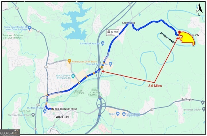 This property, located on Nations Drive just 6 miles northeast of downtown Canton, Georgia, is easily accessible via Riverstone Parkway (also known as Canton-Ballground Highway), Green Drive, and Nations Drive. It is only 3.6 miles from the I-575 Riverstone Parkway interchange (Exit 20). Nestled along the scenic Etowah River, the land is predominantly wooded, offering both privacy and natural beauty. In addition, the property features an old airport strip, Pegasus Run Airport, providing a unique opportunity for aviation enthusiasts. This versatile site is ideal for a luxury estate subdivision or as a private recreational retreat, offering a peaceful, serene environment just minutes from shopping and other conveniences.