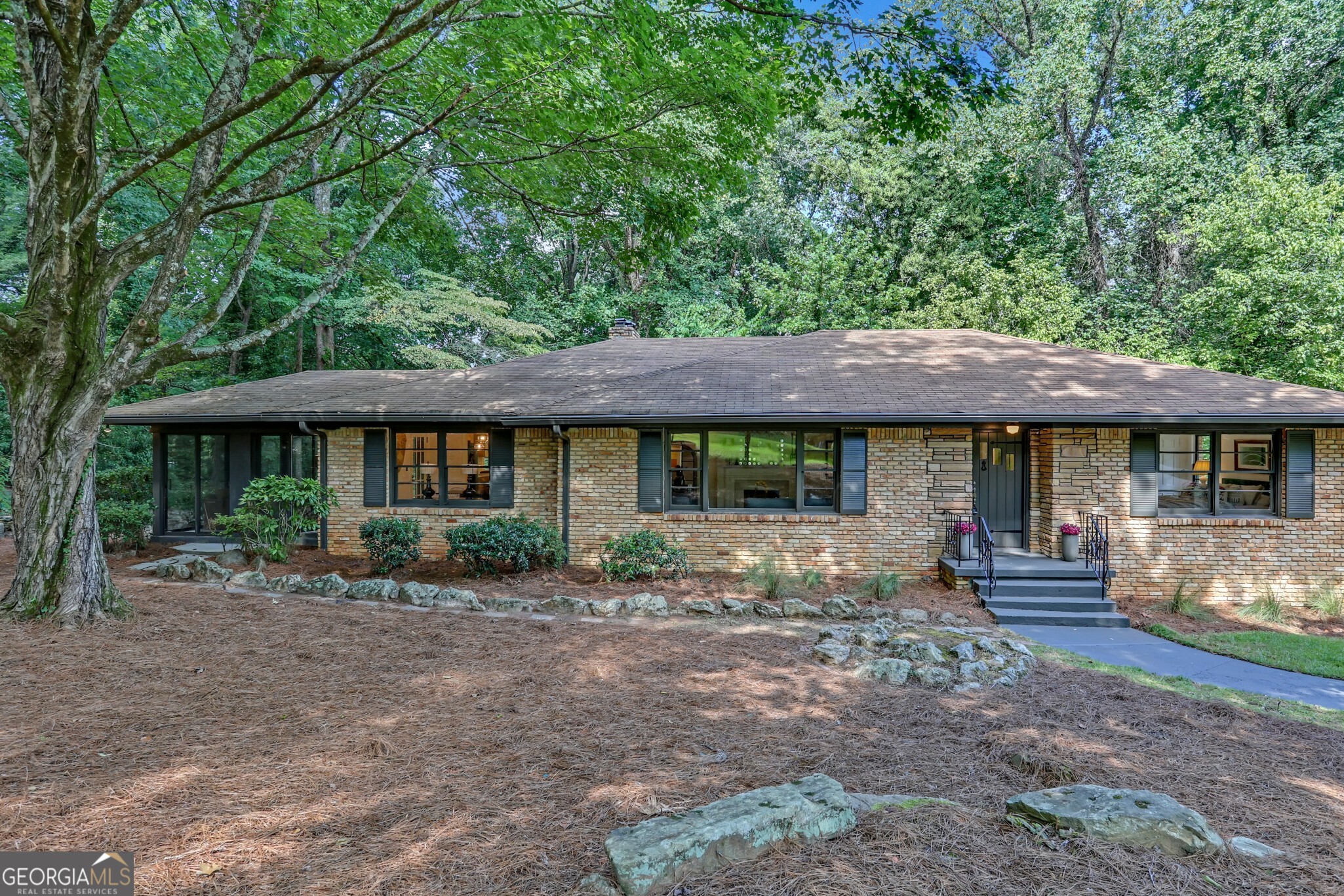 Sophisticated Mid-Century Modern Retreat on Prestigious Falcon Drive Discover timeless elegance and modern luxury in this masterfully designed Mid-Century ranch, nestled on a lush and private one-acre lot along one of Audubon Forest's most distinguished streets. A dramatic expanse of oversized picture windows fills the home with natural light while showcasing serene views of the beautifully landscaped grounds. Inside, refined architectural lines meet upscale finishes throughout. Three masonry fireplaces create warm, inviting spaces-including a fireside retreat in the expansive primary suite, complete with a spa-inspired bath and custom walk-in wardrobe.The gourmet kitchen is a true showstopper, featuring a massive quartz island, premium appliances, a glass-enclosed family room-perfect for entertaining or relaxing year-round with tranquil views of nature.The finished terrace level offers a private apartment with its own bedroom, full bath, laundry, and fireside sitting room-ideal for guests, multigenerational living, or an elegant in-law suite.This extraordinary property is a rare offering in one of the area's most sought-after neighborhoods. Homes on Falcon Drive rarely come to market-don't miss your chance to own this architectural gem