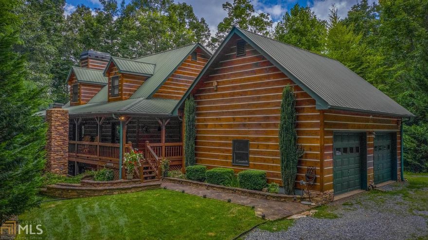 Huge towering hardwoods, gentle breezes, & a mountain spring greet you on the way up to this beautiful log sided lodge, detached 2 car garage w/loft. This 6.46 acre tract is adjacent to the Chattahoochee USFS & offers tons of outdoor living spaces, a gorgeous outdoor rocked patio w/ fireplace 2 water features, hot tub, complete wrap around wide covered porches, screened porch off the master suite, & landscaped grounds. Multiple French doors open to the wide-open porches. Master Bd on the Upper floor/ and is a large open loft w private bath. 3rd bedroom is currently used as a office/den. Terrace level family room, bedroom & bath this level could be converted into separate quarters. Upgrades: granite cc, new appliances, Spa/Sauna, Out-door shower, recent staining & painting, new septic upgrades, see list in docs. Hiking, Hunting, wildlife viewing at your back door. One yr. Home Warranty.