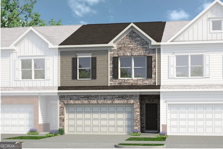 Move in Ready October! The Ellison II plan by Smith Douglas Homes in the new community Jameson Towns! This 3BR/2.5BA home features an open and functional loft-style layout. Imagine greeting guests from the long gracious foyer that leads to a spacious kitchen. The kitchen has a very large center island, upgraded cabinetry, granite counters, a pantry, tile backsplash, stainless appliances and offers access to the rear patio and yard. Adjacent to the kitchen is the great room with a traditional fireplace. Easy maintenance Vinyl plank flooring throughout the main living areas on the first floor. An open iron staircase leads to the primary suite with a tray ceiling and bath with dual vanity, spacious closet, tile shower and separate water closet. Two guest bedrooms, a shared hall bath plus a convenient laundry room comple the second floor. Nine ft ceiling heights on both levels. Planned neighborhood pool with cabana, playground and lawn maintenance included in HOA! More time for you! Private backyard! Photos representative of plan not of actual home. Seller incentives with preferred lender.