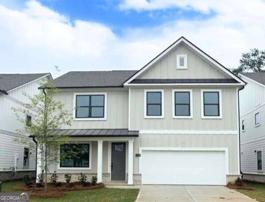 This stunning Hanover floor plan, currently under construction in The Villages at Sandy Plains, offers everything you're looking for in a new home. With 5 bedrooms and 3 baths, this spacious layout includes a bedroom and full bath on the main level, perfect for guests or a home office. The open-concept design features a modern kitchen complete with quartz countertops, exterior ventilated vent hood, a large island overlooking the dining area and living room, making it perfect for entertaining. Upstairs, you'll find four bedrooms, two full baths, laundry, and a versatile loft area. The home boasts luxury interior finishes and comes with D.R. Horton's industry-leading home warranty for added peace of mind. Located in a prime Marietta location, this community offers easy access to top-rated schools, shopping, dining, and major highways. Don't miss your chance to own this beautiful new home.