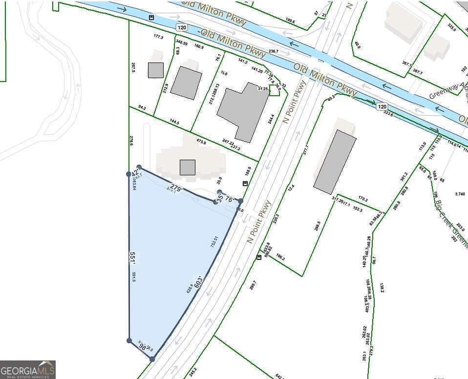 Rare Commercial Lot in Alpharetta! Approximately 3.055 acres on North Point Parkway,off Old Milton Parkeay. Only 0.5 miles from GA-400 Exit 10! One mile to Avalon Two miles to Downtown Alpharetta Three miles to North Point Mall Two miles to Big Creek Greenway Three miles to Ameris Bank Amphitheatre. Surrounded by Fortune 500 & top tech companies including Microsoft, SAP, AT&T, T-Mobile, Wells Fargo, ADP, Fiserv, Equifax, LexisNexis, BitPay, Ciox Health, Colonial Pipeline, Jackson Healthcare & more! With immediate access to GA-400 and proximity to Alpharetta's premier business, retail, and lifestyle destinations, this site represents a rare opportunity for investors and developers seeking high-visibility land in one of Metro Atlanta's most dynamic corridors.(Fulton County Tax Parcel ID: 12-311009110483)
