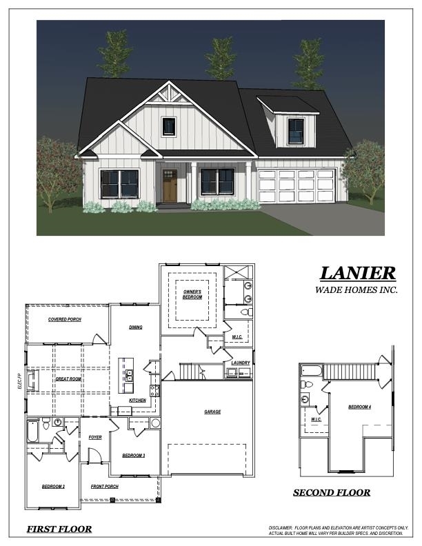 PRESALE UNDER CONTRACT - Wade Homes begins Phase II in Lakeview Estates located across the street from Jackson Lake ~ Lot 41~ Modified LANIER Plan on slab. Modern Farmhouse/Craftsman with 4 bedrooms, 3 full baths. Awesome open kitchen w/large island, granite counters and beautiful cabinets. Great Room w/ship lap surround fireplace opens up to huge covered "game day" rear porch. Spacious Owner's Suite w/tile bath/granite countertops and 9 ft. smooth ceilings on main. Upgraded LVT flooring and so much more!! 2 car garage w/remote...Don't miss out on this unique community offering gorgeous quality homes in beautiful Jasper County...Minutes from the water and lake life! *Rendering shown for informational purposes only and subject to change with no notice.