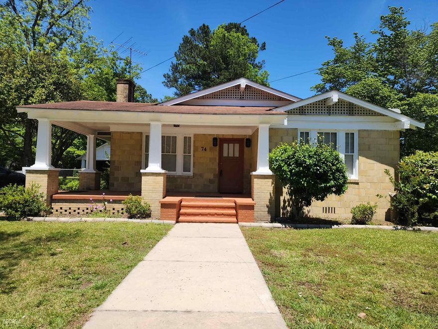 This adorable 1930's bungalow home is move in ready! Tastefully updated and true to its original character, the house is filled with stunning original features. Refinished hardwood floors, high ceilings, multiple fireplaces throughout and a welcoming rocking chair porch greets you on arrival. A unique blend of historic charm and modern updates; New HVAC, Water Heater, Updated Electrical and 3PC BATH addition will give you a peace of mind for years to come. This lovely home boasts 3 bedrooms, 2 bathrooms, Family room, and a relaxing screened patio with a HUGE private backyard! You will surely appreciate all this home has to offer!