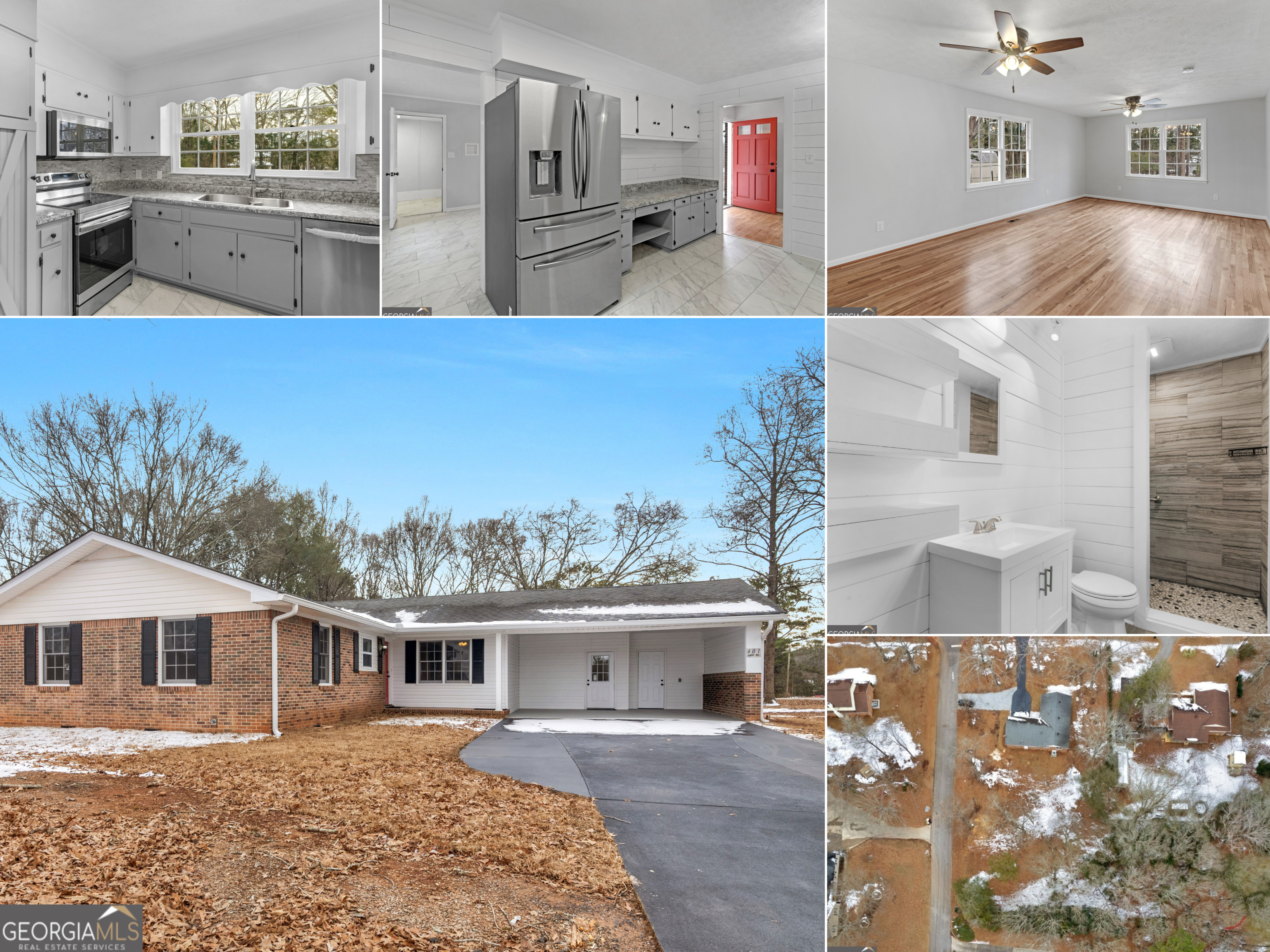 Offered at $285,500 and eligible USDA area for $0 down payment options! Freshly renovated and truly move-in ready, this like-new 3 bed / 2 bath home sits on a rare double corner lot of 1+ acre just minutes from town in Upson County. Inside, you'll love the beautifully refinished oak hardwoods, a light-filled living room, and an easy, open flow for modern living. The updated kitchen shines with brand-new Samsung stainless appliances, new lighting, LifeProof flooring, and a cozy breakfast nook, while the separate dining room flexes easily for entertaining, a home office, or an extra lounge. The oversized primary suite features a renovated en-suite bath; two additional bedrooms and a second full bath offer comfortable space for family or guests. A newly designed laundry/mudroom adds everyday convenience. Major system upgrades include new HVAC, new 40-gallon water heater, a freshly sealed driveway, plus a detached utility/workshop room and a clear termite letter for peace of mind. With its blend of charm, thoughtful upgrades, and expansive outdoor space, 401 Harp Road delivers exceptional value and versatility. Schedule your private showing today!