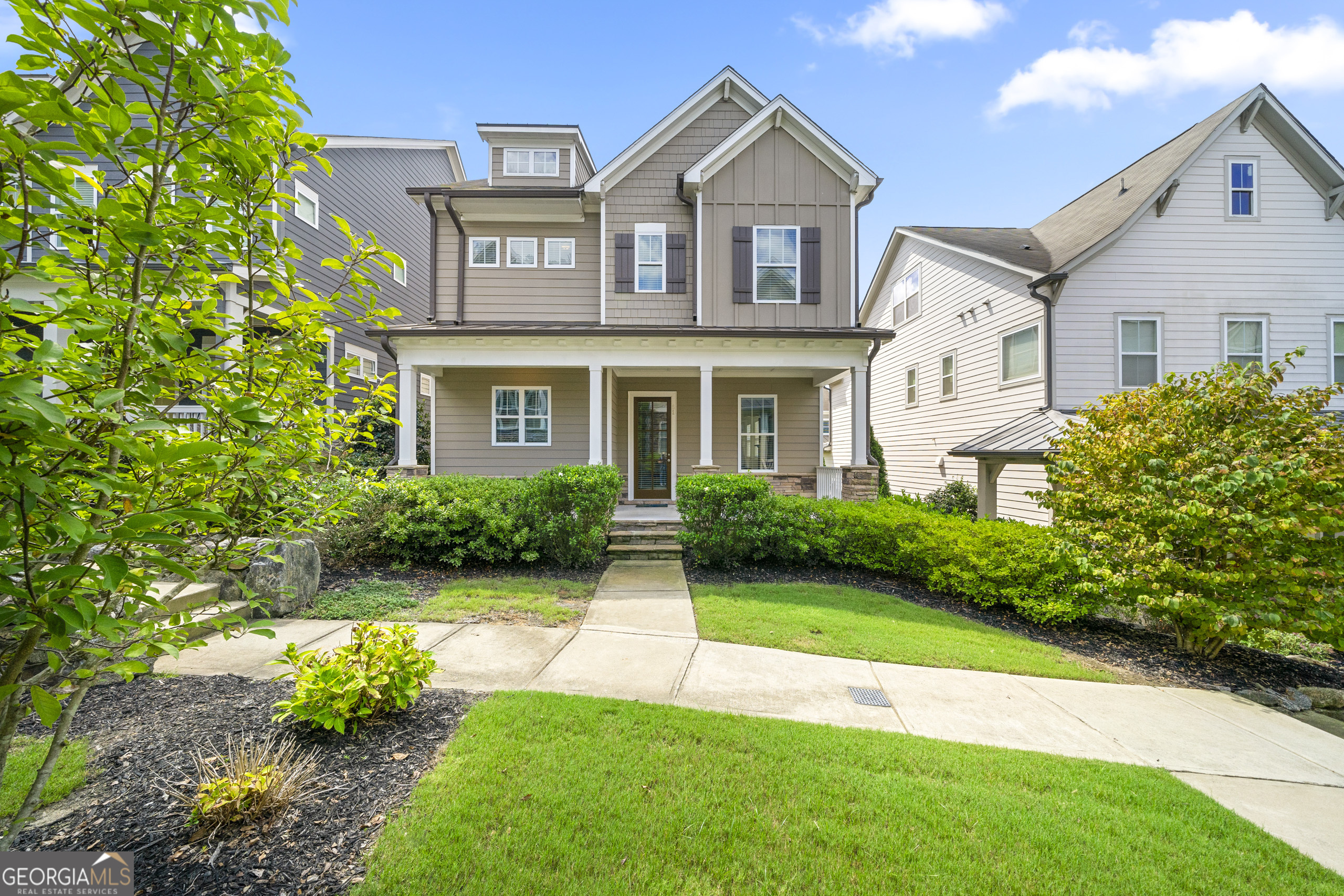 Welcome to 52 Lathhouse Lane, a beautifully maintained 4-bedroom, 3.5-bath home located in a quiet, friendly community in sought-after East Cobb. This light-filled home offers an open-concept main floor with gleaming hardwoods, high ceilings, and a seamless flow between the living, dining, and kitchen areasCoperfect for entertaining or cozy nights in. The kitchen features rich espresso cabinets, granite countertops, a spacious island with bar seating, and stainless steel appliances. Upstairs, youCOll find generously sized bedrooms and a serene primary suite with a walk-in closet and en-suite bath. The exterior boasts charming curb appeal, a two-car garage, and low-maintenance landscaping. Enjoy easy access to schools, local shops and restaurants. Whether you're looking for a primary residence or an investment opportunity, this home offers it all. Currently tenant-occupied Co showings available by appointment only. Schedule a viewing today and see everything this stunning home has to offer!