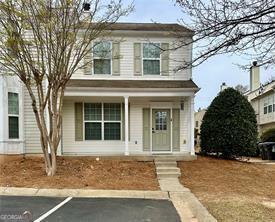 End Unit in prime Alpharetta location. This 2 bedroom - 2.5 bathroom townhome is move-in ready. On the main level, this open floor plan is perfect for entertaining. The kitchen has stainless appliances and a beautiful backsplash and overlooks the family room. Upstairs are two large bedrooms with private bathrooms, both offering a tub/shower combo. The laundry is conveniently located upstairs. You will love BBQ on the back patio or relaxing on the front porch. The community has a pool, playground, and a fenced dog park. Call today and apply soon; this one will go quickly!