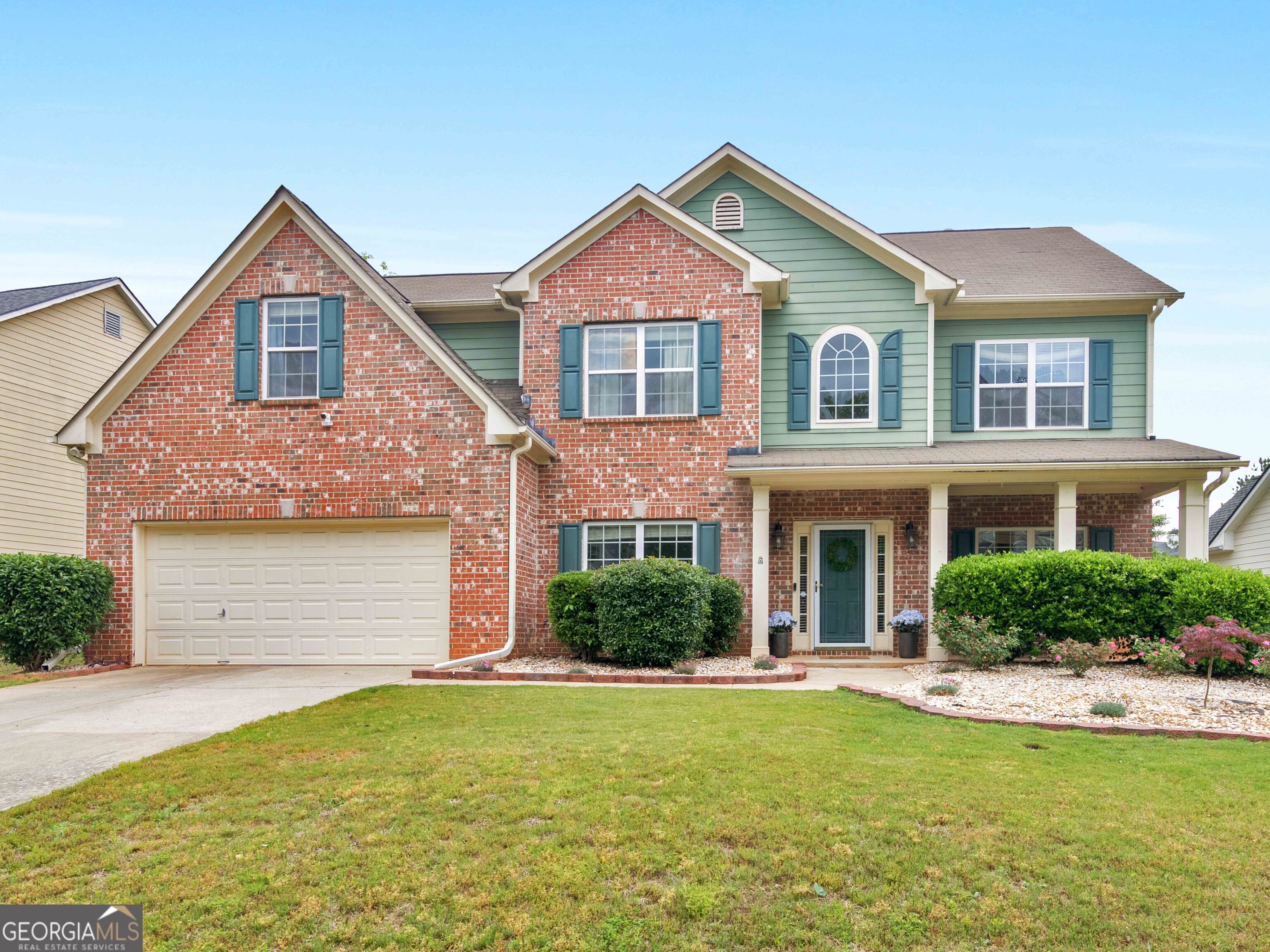 Welcome to 973 Buckhorn Bend, a stunning 4-bedroom, 3.5-bathroom brick home located in the prestigious Heron Bay golf community of Locust Grove, Georgia. Boasting over 3,000 square feet of luxurious living space, this home offers exceptional design, comfort, and lifestyle amenities. From the moment you enter the sunlit foyer, you'll be captivated by soaring ceilings, hardwood and ceramic flooring, and modern decorative finishes throughout. The open-concept main level features a beautifully updated kitchen with new stainless steel appliances, granite countertops, a center island, stylish backsplash, and a breakfast bar-ideal for both casual meals and entertaining. The dedicated media room with platform flooring is perfect for movie nights. Upstairs the spacious primary suite offers a relaxing sitting area, double vanities with his-and-her sinks, and a generous walk-in closet. Three additional bedrooms provide ample space for family, guests, or a home office. Step outside to enjoy a fenced backyard, a back patio, and mature landscaping Living in Heron Bay means access to unmatched amenities: a lakefront park with views of the 1,100-acre Cole Reservoir and a rentable covered pavilion with a full kitchen, an aquatic center with water slides and a separate kiddie area, a fitness center, six lighted tennis courts, and seven scenic nature trails. This is more than a home-it's a lifestyle. Discover your dream home today at 973 Buckhorn Bend. Ask how you can receive up to $1500 credit by using one of our preferred lenders. Exclusions may apply.
