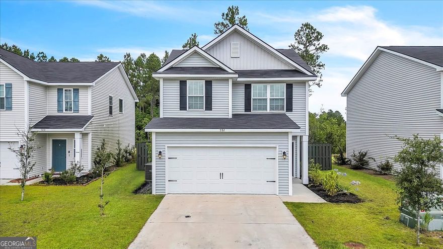 Welcome to this very well maintained 3-bedroom, 2.5-bath home in the sought-after Gardens at 15 West community! With 1,560 square feet of living space on a .11-acre lot, this home is perfect for easy living in a convenient location.  The main level boasts a spacious eat-in kitchen, living area, and a convenient half bath. Upstairs, you'll find all three bedrooms, including a spacious primary suite, plus a laundry room for added functionality.  Enjoy outdoor living in your privacy-fenced backyard, while the front yard features an irrigation system to keep your landscaping lush. The 2-car garage includes a Wi-Fi-capable garage door opener for smart living convenience.  Located just minutes from Ft. Stewart, in a community with sidewalks throughout, perfect for evening strolls or bike rides.  Don't miss your chance to own this lovely home-schedule your showing today!