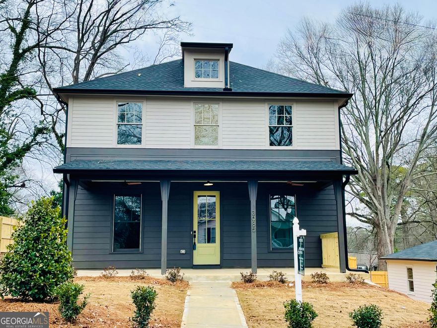 This brand new beautiful modern farmhouse is nestled on a charming corner in the thriving community of Hapeville! Filled with stunning features, such as timelessly elegant lighting, stylish hardware, high end LVP flooring, and beautiful tile selections throughout, this thoughtfully designed four bedroom/ three bath open floor plan is everything you're looking for! Guest room, full bath, and walk-in pantry and mudroom complete this unique and versatile floor plan, along with the two car side entry garage, generous closets, spacious living and dining areas and a nice deep front porch to relax. Close to the airport, Delta, Porsche, downtown Atlanta, St. John's and Woodward Academy!(Note: This custom home is one of three new homes built on this corner!)
