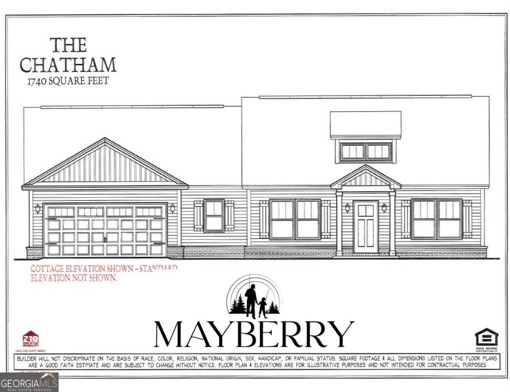 Highly anticipated MAYBERRY NOW OPEN! Welcome home to this beautifully designed community featuring trusted local builder, S.D Sauers Construction! WELCOME PKG INCLUDES $8000 TOWARDS CLOSING COSTS, DESIGN UPGRADES OR MORTGAGE RATE BUY-DOWN! Premium features rarely found in this price point include lovely sidewalk lined streets w/ curb & gutter, lofty great rooms w/ 10ft ceilings, 9ft throughout, sleek granite tops in kitchen & baths, luxury plank flooring, custom kitchen w/ 36" upper cabinetry, stainless appliance pkg, 30 year architectural shingles, SPRAY FOAM insulated roof deck, Low-E vinyl windows, full brick skirt, shake/board & batten gables and sod/landscaping/irrigation pkg. on half acre+ homesites! Builder included 2-10 Home Buyer's Warranty for added peace of mind! Walkable, parklike setting w/ NO CITY TAXES! *Lot 6 Chatham plan offers impressive open concept, lofty great room ceiling, generous amount of kitchen cabinetry & countertop space, massive walk-in pantry, owners suite w/ incredible walk-in closets & fabulous 72" soaking tub. *PREFERRED LENDER PROGRAM offering up to 1% LENDER CREDIT FOR ADDED SAVINGS!* With over 25 years of excellence in residential development and construction, along with a BCC degree from GSU, S.D. Sauers brings unmatched expertise to every home!