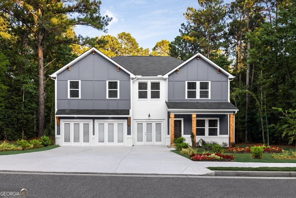 Woodlands Preserve offers spacious lot sizes with farmhouse style homes. The Walker floor plan has the space your family desires. The kitchen includes abundant cabinet and counter space with walk in pantry. First floor features a bedroom with full bath and a flex room that can be used for office space or converted into an additional bedroom. Upstairs you'll find the primary suite with dedicated sitting area and private bathroom, 3 additional bedrooms, full hall bathroom, laundry room, and spacious loft space. Additional standard features include a covered game day patio, gourmet kitchen, recessed fireplace, smart fans, and LED mirrors.