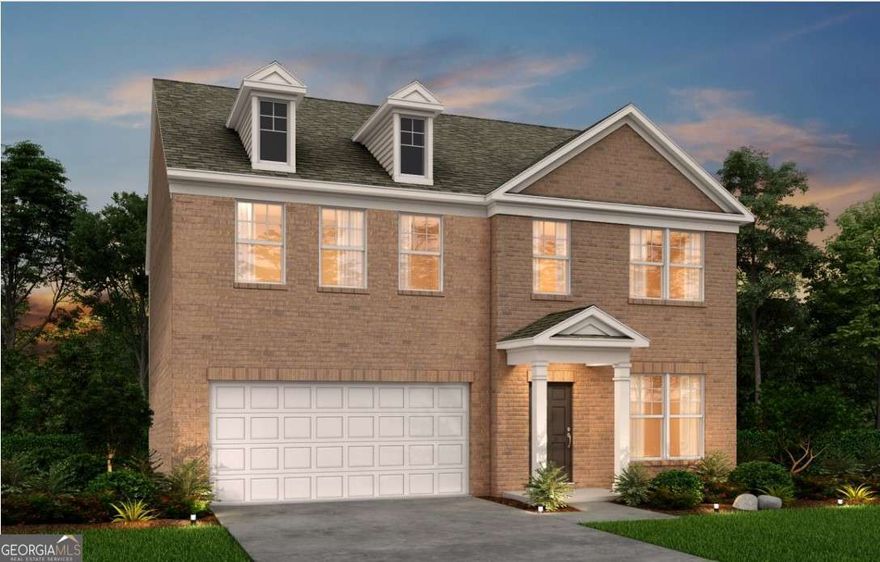 Welcome to the beautiful Hampton plan at Briar Creek, crafted by Pulte Homes. Perfectly positioned on a quiet cul-de-sac lot, this home offers added privacy and a peaceful setting. Featuring classic curb appeal with three sides brick, this home combines timeless design with lasting quality. Step inside to discover a spacious formal dining room, perfect for hosting special occasions and gatherings. The open-concept kitchen and living area is the heart of the home, highlighted by a cozy warm feel that brings warmth and charm to the space. The kitchen is beautifully appointed with granite countertops, white cabinetry, and stainless-steel appliances, making both cooking and entertaining a pleasure. A main-floor guest suite with a full bath offers a flexible space for visitors or multi-generational living. Upstairs, enjoy a versatile loft that can serve as a home office, playroom, or media lounge, along with the convenience of an upstairs laundry room. The owner's suite is a peaceful retreat featuring a spacious walk-in closet. Located in the welcoming community of Briar Creek, you'll enjoy the serenity of suburban living with shopping, dining, and everyday conveniences just minutes away. Plus, Hartsfield-Jackson International Airport is only 20 minutes from your doorstep, making travel effortless.  *Photos are reflective of a model home.
