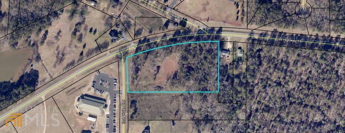 Beautiful partially cleared 5 acre lot at corner of Route 16 and Dub Walker Rd in Jackson. Perfect for building your dream home !! Conveniently located between the Jackson Square and I-75.