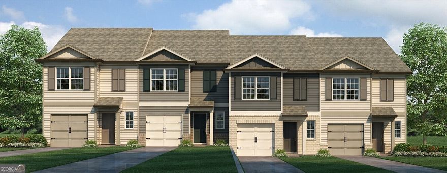 Each of the townhome built in our Woodbury Park community in Atlanta, GA are the Pearson II floorplan. This two-story plan features 3 bedrooms and 2.5 bathrooms in 1,508 square feet along with a 1-car garage.  As you step off the front porch, a long foyer welcomes you and leads you into the main living area as you pass by a half bathroom in the front hallway. The large living room is the perfect space for family and friends to gather or for a quiet night with a movie or book. Enjoy easy access to the back patio where you can relax with coffee in the mornings. The living room flows seamlessly into the contemporary designed kitchen with an attached island, white cabinets, and granite countertops. Homeowners will appreciate the durable, laminate wood flooring throughout the main level, that is perfect for any active household.   Up the stairs you'll turn from the landing into the primary suite. A spacious bedroom is complimented by the en suite bathroom featuring a granite topped, dual vanity and roomy walk-in closet. Across the landing you'll be led into one of the two additional bedrooms, both with walk-in closets. The laundry room and an additional bathroom round out the upper floor. If 5971 Skylar Drive sounds like a dream come true, call us today at Woodbury Park to come visit us in Atlanta, GA!