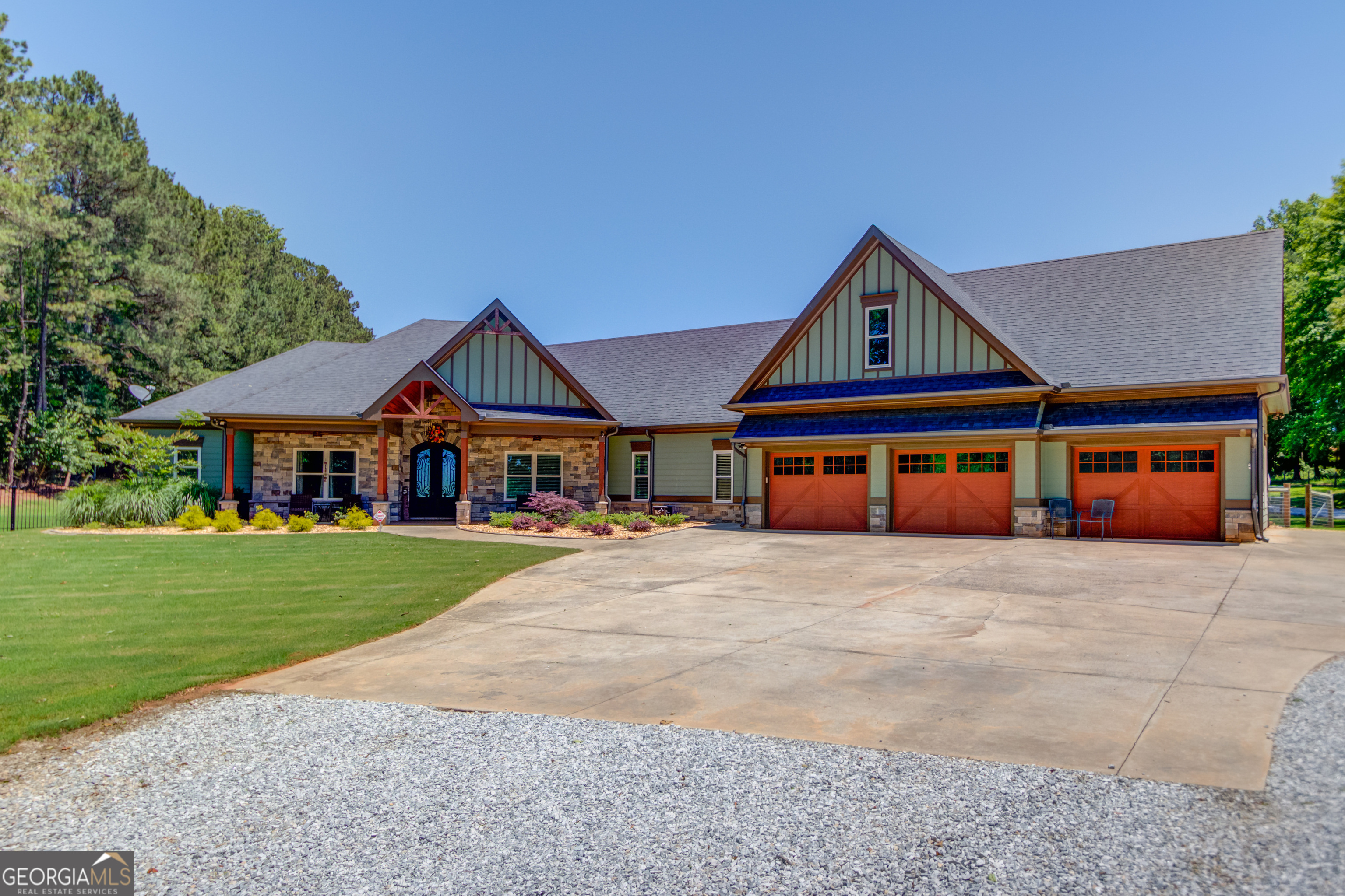 Meander down the long gravel driveway and you will find your dream home situated on the FULL 7.832 acres of pastureland. This property is begging to be home to your hobby farm and horses! The lovely Craftsman style home features gorgeous curb appeal and stunning views. The large front porch is the perfect spot to sip tea and lemonade and enjoy the peaceful countryside. Inside the regal wrought iron double entry you will be blown away by the attention to detail from the wood ceiling foyer to the floor to ceiling stone fireplace in the family room. Just inside the foyer is your home office with a secret storage room behind the bookcase! The family room's vaulted ceilings accentuate the fireplace and provide tons of natural light to the beautifully designed kitchen. Complete with large island, loads of cabinetry, gorgeous shiplapped ceilings and eat-in area, this will certainly be the heart of the home!! There is a large custom pantry for added storage. The oversized primary bedroom is complete with a very large ensuite bathroom, soaking tub, shower and spacious walk-in closet that has access to the laundry room! Three additional bedrooms and two additional bathrooms including a wonderful Jack-n-Jill bathroom, complete the main floor living area. The upstairs offers a bonus room, a bedroom and full bath. This area is perfect for a teen/in-law suite. You will find another hidden passageway via the bookcase to attic storage. If this home's interior is not enough, the outside living area is a true show stopper! The covered back patio is perfect for relaxing while you enjoy the views of your custom in-ground pool surrounded by lush flat pastureland! This is truly living at its finest. The property offers an additional shop with garage bay opening for all of your storage and/or hobby needs. The attached 3-car garage is full air conditioned; perfect for the car enthusiast. This home offers so much for those seeking solitude and a piece of paradise.