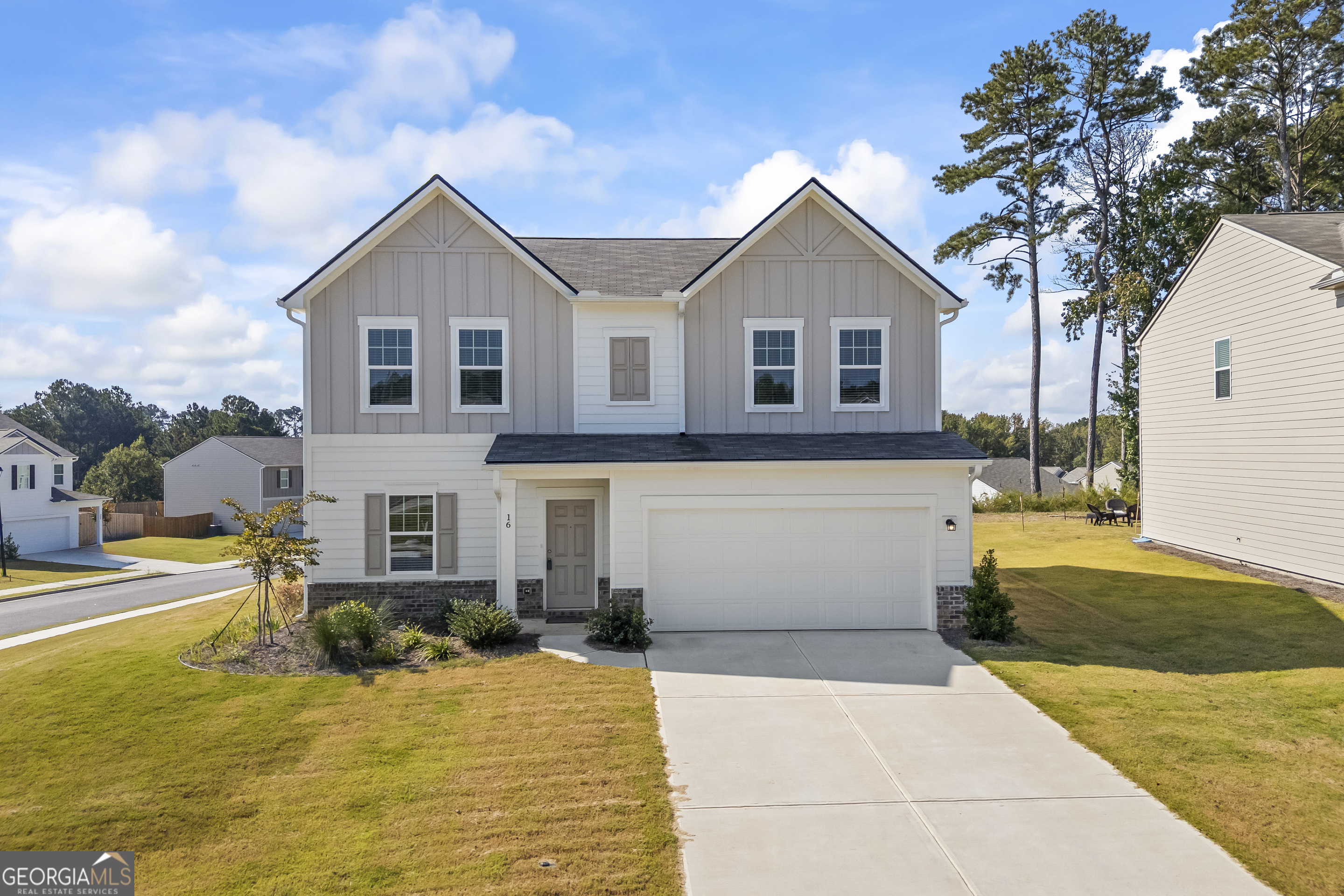 Just 1 year old, this beautiful 2-story home offers 4 bedrooms, 2.5 baths, and all the modern touches you're looking for! Located in a vibrant neighborhood with amenities galore-stunning pool, clubhouse, outdoor pavilion, walking trails, playground, corn hole, and bocce ball-this home combines comfort and lifestyle. The main floor welcomes you with a flexible room off the entry, perfect for a formal living room or home office. The open-concept kitchen, dining, and living areas are ideal for entertaining, featuring a large kitchen island, granite countertops, white cabinets, and French doors leading to a bright back patio. A convenient half bath is located near the garage entry. Upstairs, you'll find 4 spacious bedrooms, 2 full baths, and a laundry room. The primary suite boasts double sinks, an oversized shower, and a walk-in closet. The secondary bath includes a large vanity with ample storage. Appliances-including washer and dryer-remain, and the seller has added thoughtful upgrades such as ceiling fans, a garage door opener, and an epoxy-coated garage floor. Move-in ready with a like-new feel plus added value!