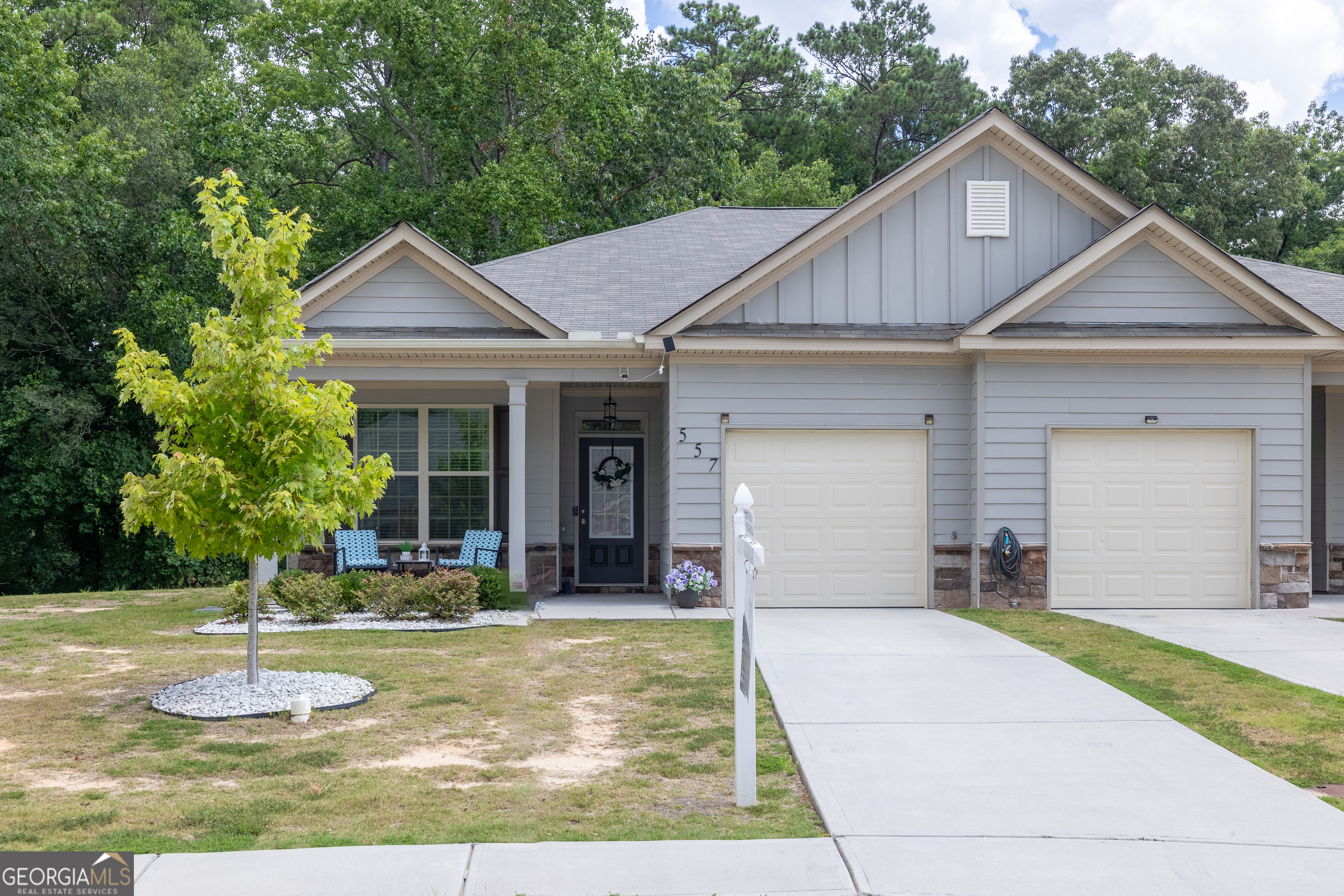 Welcome home! This quaint and charming step-less ranch house is less than 4 years old and nestled in the heart of the picturesque community of Villa Rica. Boasting a spacious open floor plan, this home features a modern kitchen with granite countertops and stainless steel appliances, and a cozy living room with ample space to unwind and relax. The large primary bedroom is accented with a trey ceiling, a custom walk-in closet, and an ensuite bathroom. The two additional bedrooms are generously sized and share a well appointed second bathroom. Outside, enjoy the serene, fenced in back yard, and the covered patio, perfect for entertaining or relaxing. The covered front porch gives you an additional outdoor space to enjoy the quiet and peaceful cul-de-sac in this tranquil neighborhood. This location has it all! You will be close to all the shopping and dining you could want, including parks, recreation centers, and a local senior center. You will also have the opportunity to enjoy a downtown concert or festival with regularity. Located just a few miles from downtown Villa Rica, you will be very close to the local hospital and even closer to interstate access with I-20 just minutes down the road. This home is perfect for anyone. It is in great shape and is truly move in ready. Ask how you can receive up to $500 credit by using one of our preferred lenders. Exclusions may apply.