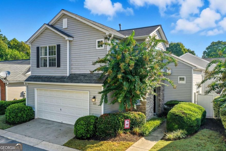 Welcome to this beautifully maintained 2-bedroom, 2.5-bath home with a versatile loft/flex space, perfectly located just minutes from the heart of downtown Woodstock. Step inside to find soaring cathedral ceilings and an abundance of natural light that create a bright, open feel. The kitchen is as stylish as it is functional, featuring white cabinets, quartz countertops, and stainless-steel appliances. Fresh paint, brand-new LVP flooring, and plush carpet add a modern touch throughout. Upstairs, the spacious loft offers endless possibilities-whether you need a home office, playroom, a cozy reading nook or even a 3rd bedroom. The two-car garage with overhead storage ensures plenty of room for organization. Enjoy outdoor living in your private courtyard-style backyard, complete with a fenced-in garden oasis perfect for those with a green thumb. Located in a quiet neighborhood where the HOA takes care of front yard maintenance, this home offers low-maintenance living in a prime location. Don't miss the opportunity to own a charming home so close to all the shopping, dining, and entertainment Woodstock has to offer!