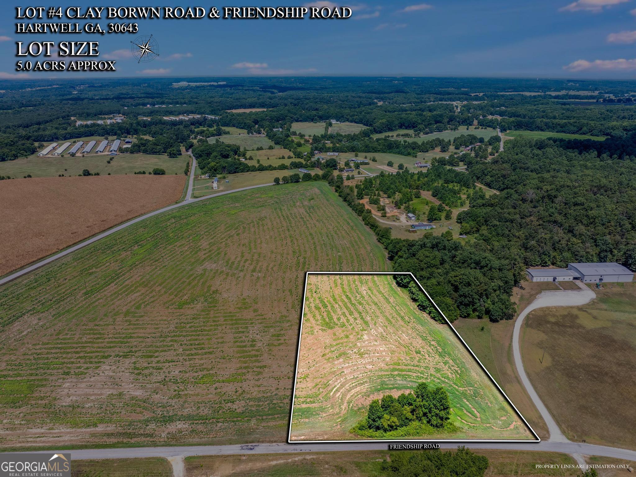Friendship Farms, be one of five tracts of open land, paved road frontage, county water, perc test on file. Excellent site (s) for country living, all open land with gentle topography, conveniently located between Hartwell and Royston. Lot lines are flagged. Lots will be restricted to minimum of 1200 square feet site built homes. Owner/agent. 2024 taxes were for gross acreage, new assessment will occur in 2025.