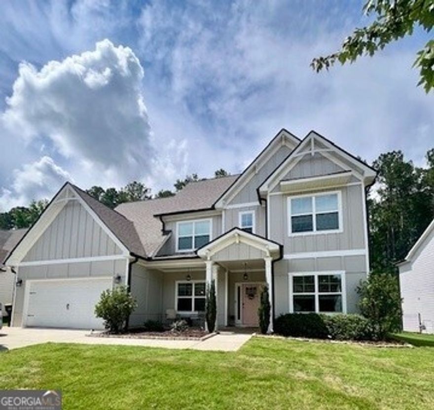 Welcome Home to this Beautifully built house nestled in the heart of Senoia in a well manicured subdivision, take the golf cart trail to the quaint shops and elegant dining in the historic downtown venues. This home offers 4 Bedroom & 3.5 Baths, an open floor plan, Separate Office or Media room, Spacious Living room with a fireplace, covered back porch with ceiling fan and flat screen TV to enjoy on those beautiful senoia days/nights and a fenced in backyard. The master bedroom is lavish with walk in closet with custom built shelving. The master bath is very inviting with double vanities, a walk in shower and a stand alone tub perfect for soaking. Upstairs has three bedrooms & two baths and a sitting area that overlooks the living room downstairs.