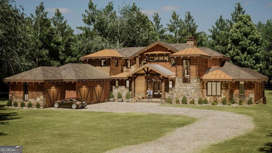 Introducing the "Wild River Lodge" at River Ranch-an extraordinary Toccoa riverfront retreat in one of North Georgia's most exclusive boutique communities. Offered by Natural Element Homes of Blue Ridge in partnership with builder Chad Muilenburg of Kasteel Custom Homes, this custom-crafted mountain home blends timeless rustic charm with refined modern luxury. Located on Lot #2/2A, this stunning home is thoughtfully designed to enhance both daily living and entertaining. A dramatic open staircase with handcrafted rustic treads and a natural tapered post sets the tone for the home's artisan quality. The spacious three-car garage includes designated parking for your very own River Ranch golf cart, included with purchase. Inside, you'll find a private home office suite with cozy fireplace and sweeping river views, as well as a flexible room perfect for a personal library with bourbon bar.  A wine cellar and/or pantry-ready for your custom touches. The upper level offers a game room with a fireplace and commanding views of the river. The chef's kitchen is outfitted with high-end Wolf and Sub-Zero appliances, designer lighting, and premium fixtures throughout. Just outside, a spacious stone terrace with a fully equipped outdoor kitchen provides the perfect setting for alfresco dining and entertaining beneath the stars. As a River Ranch resident, you'll enjoy a peaceful, gated community lifestyle enhanced by access to the Riverfront Park Pavilion, unforgettable full moon gatherings, legendary trout fishing, and a unique sense of connection, comfort and the natural surroundings. This is a rare and limited opportunity-only two riverfront homesites are available. Don't miss your chance to experience the beauty, luxury, and tranquility of life at River Ranch.