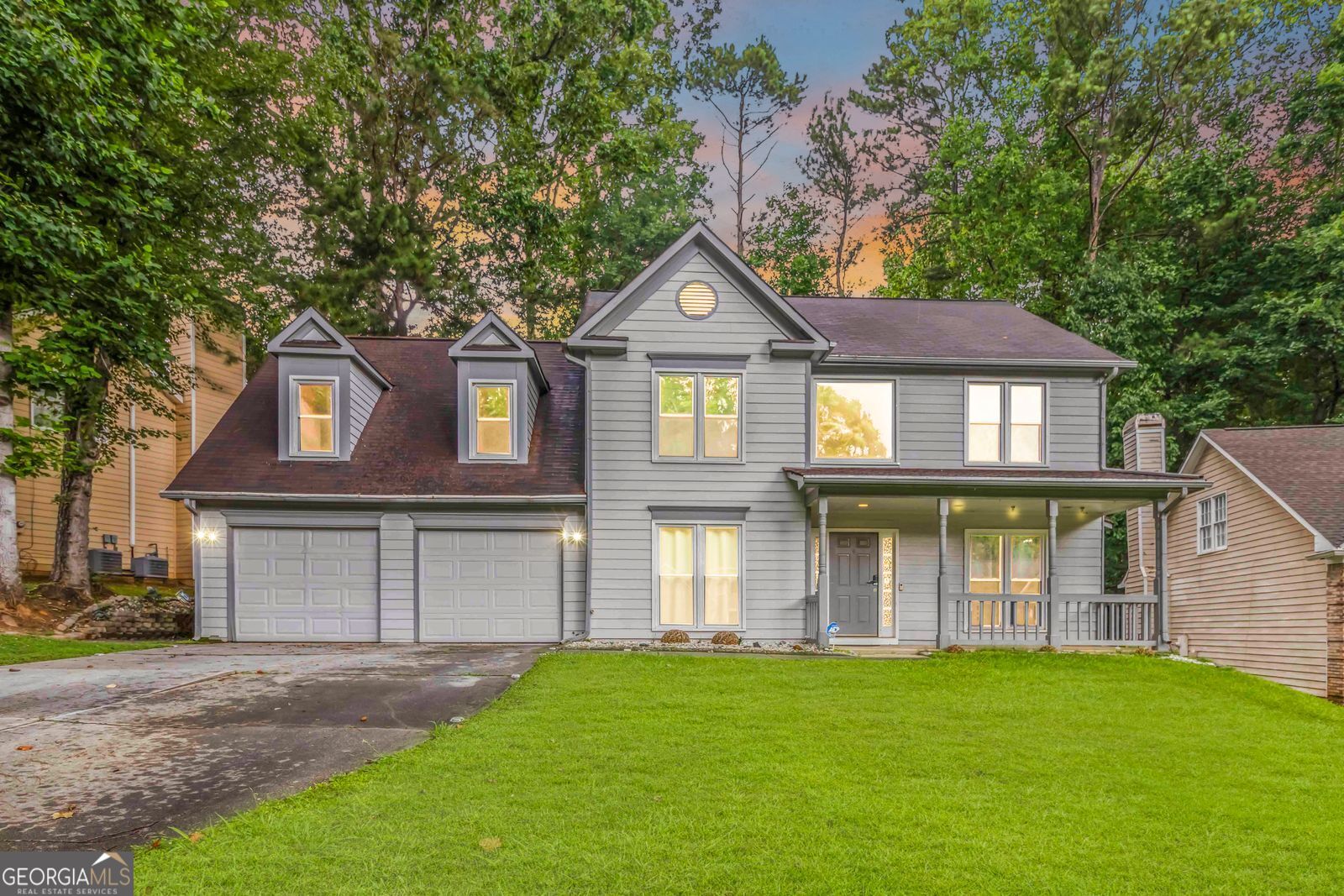 Step into this beautifully maintained 4-bedroom, 2.5-bath residence that perfectly blends function and charm. The main level welcomes you with a formal dining room, perfect for entertaining, and a bright eat-in kitchen with views of the serene backyard oasis. Enjoy the cozy family room with a fireplace-ideal for relaxing evenings-and a separate den that offers flexibility as a home office or extra living space. Conveniently located on the main level, you'll also find a half bath and a laundry room, making everyday living a breeze. Upstairs, retreat to the spacious owner's suite featuring dual vanities, a soaking tub, and a separate shower-your personal spa experience. Three additional bedrooms offer plenty of space for family, guests, or hobbies. Outside, the backyard is a private oasis, perfect for unwinding or entertaining under the stars. Located in a welcoming neighborhood with amenities like a playground and tennis courts, this home truly offers something for everyone. Whether you're hosting, working from home, or simply relaxing, this is a place to live, love, and enjoy. Lets not for to mention this home has 2 NEW HVAC UNITS, ALL BRAND NEW WINDOWS AND A MOSQUITO MISTING SYSTEM. Don't miss out-schedule your tour today!