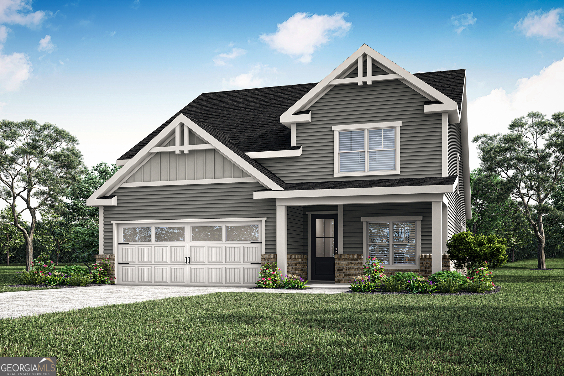 Welcome to the Tybee plan, a beautifully designed two-story home that offers the perfect blend of style, space, and flexibility. Step into the inviting foyer and discover a spacious family room that flows seamlessly into the dedicated dining area - ideal for entertaining or everyday comfort. A versatile office room provides the perfect space for remote work, hobbies, or study. The heart of the home is the chef-inspired kitchen, featuring luxurious quartz countertops, ample cabinetry, and modern appliances that make cooking and hosting a breeze. This home offers the rare convenience of dual primary suites - one on the main floor and another upstairs - making it ideal for multi-generational living or accommodating guests in comfort. The downstairs suite is a serene retreat with a spa-like bathroom, including a glass-enclosed shower, dual sink vanity, and spacious walk-in closet. Upstairs, a second primary suite and thoughtfully arranged secondary bedrooms provide privacy and practicality for the whole household.