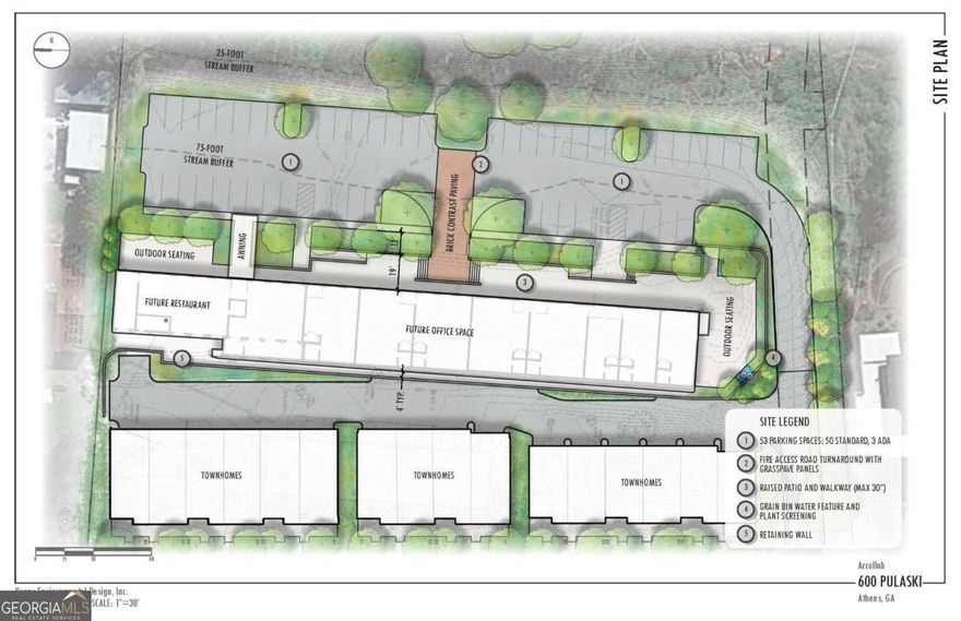 Townhome & Mixed Use development opportunity on 2.65 acres walkable to Downtown Athens, GA. Architectural plans and civil engineering complete for new construction 16 townhome (Six 2 bed townhomes + Ten 3 bed townhomes, 4 floor plans with variations) + adaptive re-use opportunity of an approximate 9,000 SF Cotton Seed Oil warehouse in the hippest coolest neighborhood & most proximate to Downtown Athens, GA. Proposed redesign of the warehouse includes 9 office, &/or restaurant spaces.    The site is located in the hippest coolest neighborhood & most proximate to Downtown Athens, GA. The Pulaski Heights Neighborhood is less than a mile from Downtown, Athens, GA. Pulaski Heights was originally home to a diverse mix of homes for clerks, craftsmen and mill employees. Today, it offers modern, architecturally significant homes, renovated mill cottages, while also hosting art, dining, and shopping experiences. Described as the west-end gateway to Downtown, the Pulaski Heights Neighborhood is within walkable proximity to the shopping and dining of Downtown Athens, The Leathers Building, The Bottleworks, The University of Georgia, and Sanford Stadium. Townhome residents will be uniquely poised to enjoy a greater sense of community with pedestrian access to the restaurant, retail and offices of Downtown, and all that UGA has to offer. In addition, 600 Pulaski is steps away from the Pulaski Heights Trail, a paved multi-use walk/bike path that connects Pulaski Heights to Downtown. The sale includes architectural plans by Bork Design (Lori Bork, AIA, Leed - AP) & site work by Josh Koons, with Koons Environmental. LDP has been submitted to Athens-Clarke Co. Legal, including Condo Assoc Documents & Bylaws, Purchase & Sale Agreement and Reservation Agreements are almost complete. This is a "shovel ready" opportunity. The townhouse design offers modern loft-style space with rooftop decks and some of the most amazing views in Downtown Athens. Soaring ceilings and windows with abundant natural light. Design amenities include; 3 levels of living space with rooftop indoor & outdoor living, expansive views, elevators in some plans, & 2 car garages. The development will be the most proximate Downtown residential homes Athens has to offer. The existing Cotton Seed Oil Warehouse on site will be developed as commercial office. Townhome residents and commercial owners and tenants will be uniquely poised to enjoy a greater sense of community with pedestrian access to the restaurant, retail, and offices of Downtown and all that UGA has to offer.    This is a  shovel ready  opportunity.