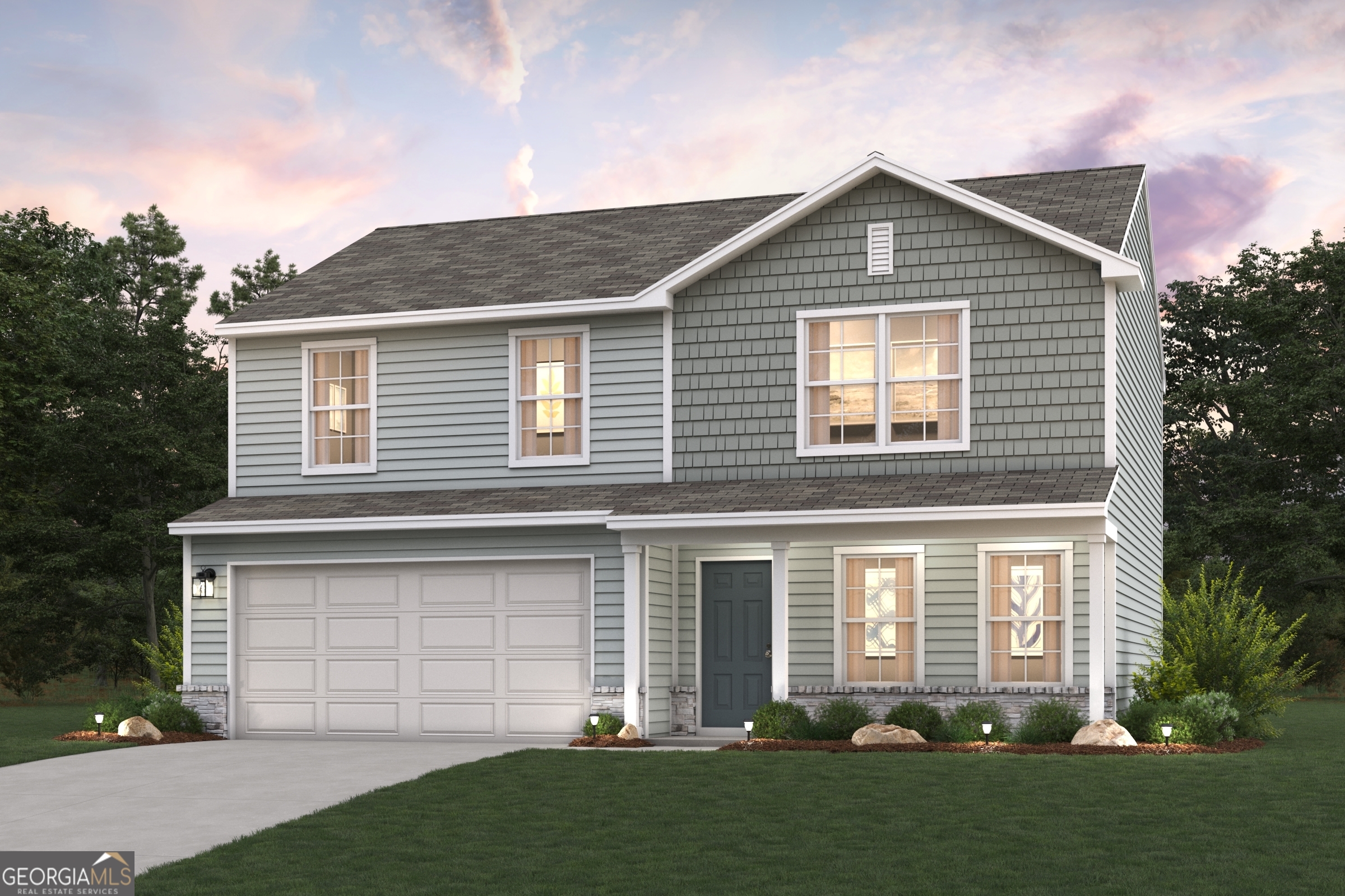 Welcome to your dream home in the Pinehurst. The Dupont Plan is a new 2-story home with an open layout that seamlessly connects the Living, Dining, and Kitchen areas, perfect for modern living. The chef's kitchen features cabinetry, granite countertops and stainless steel appliances, including a smooth-top range, microwave hood, and dishwasher. This thoughtful layout offers a spacious bedroom and full bathroom on the first floor. The second floor houses the serene primary suite with a ensuite bath, dual vanity sinks, and an expansive walk-in closet. Two additional bedrooms share a stylish full bathroom with a Loft Space ideal for a home office or relaxation area. A walk-in Laundry room and energy-efficient Low E insulated dual pane windows add practicality. This home also features a 2 car garage. A 1-year limited home warranty provides peace of mind.
