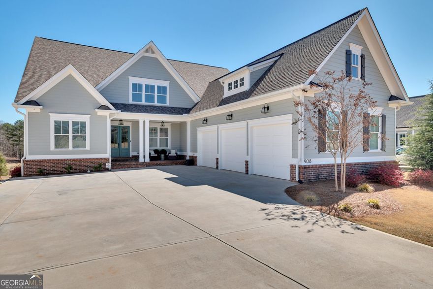 DFW Ventures exquisite Home !Experience the epitome of luxury living at 908 Indigo Bunting Road, a DFW Ventures home where comfort and grace intertwine seamlessly. From the moment you arrive, the generous driveway and welcoming front porch set the tone for the elegance within. Upon entering the home, you are immediately greeted by an abundance of natural daylight that floods through large windows in the formal Dining Room, creating a warm and inviting atmosphere. The sunlight dances playfully on the rustic wood floors and casts gentle shadows on the walls, enhancing the architectural features of the space. The heart of the home is its exquisite kitchen, a chef's delight boasting double wall ovens, a charming farm sink, sophisticated pendant lighting, a spacious pantry with custom shelving, and under-cabinet lighting. The gourmet Kitchen stands as a centerpiece equipped with top-of-the-line Kitchen Aid appliances and sleek marble countertops, ideal for both intimate dinners and grand entertaining! This culinary haven seamlessly flows into the Family Room, offering a breathtaking vaulted ceiling adorned with white beams and a cozy stone fireplace framed by built-in cabinets and floating shelves. The main level hosts the owners' suite, presenting breathtaking golf course view, a spa-like bath with a luxurious soaking tub, dual vanities, and an expansive shower, complemented by a perfectly organized closet with custom shelving. For guests, a privately situated bedroom on the main floor ensures comfort and privacy. Functionality abounds with an oversized mudroom including benches for seating, hooks for coats, and cubbies for personalized storage and a conveniently located laundry room with utility sink completes the main level. Venture upstairs to discover two additional private bedroom suites that epitomize both comfort and style! With spacious closets and classic white bathrooms, these rooms provide a serene oasis where you can unwind and recharge! Ample storage space is flawlessly integrated into the design of this meticulous home. The basement transforms into an ideal in-law or teen suite, complete with its own Living Room featuring a fireplace perfectly accentuated by a beautiful white slat wall and floating shelves, a full contemporary kitchen with pantry, a large bedroom, a bathroom with large glass tiled shower, and an office or hobby room that you can tailor to your varying needs, along with even more storage! Outdoors, enjoy the covered screened-in porch with a wood-burning fireplace, perfect for serene evenings. The fenced yard offers security and privacy, while the three-car garage provides ample parking and storage space. Every aspect of this exceptional home has been thoughtfully crafted to create a home that is both beautiful and functional, creating a harmonious blend of sophistication and tranquility. Additionally, the home includes four wall-mounted TVs located in the owner's suite, screened porch, main living room, and basement living room as well as the Sonos sound bars currently installed and gas grill on the deck offering a ready-made setup for entertainment in multiple areas of this home! Exterior and Interior of home was recently painted.