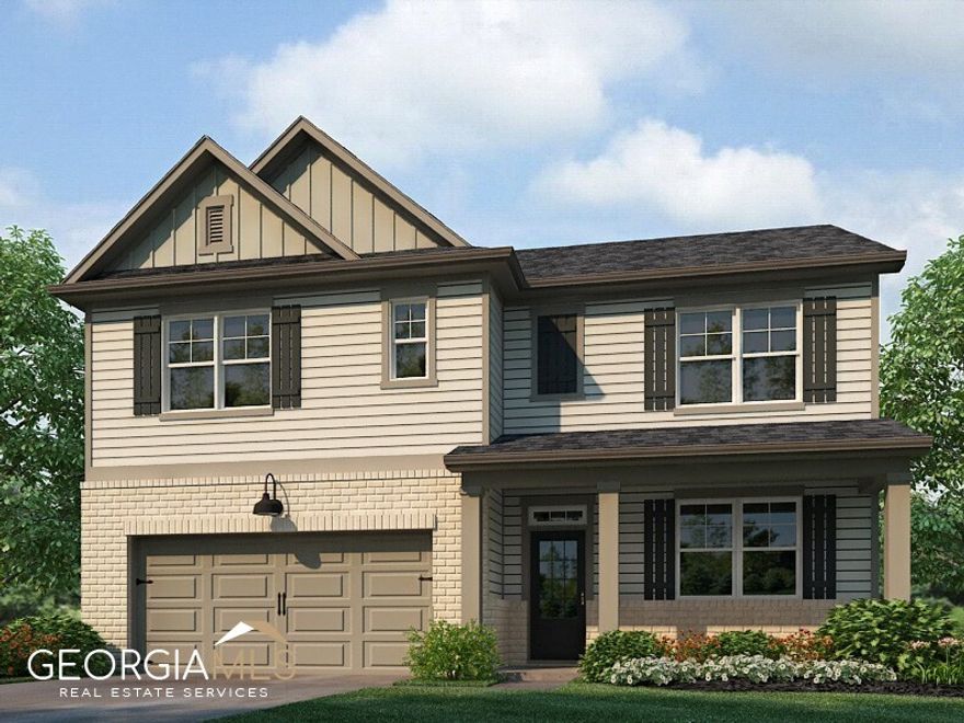 The Holloman Reserve community offers a close proximity to Highway 278 allowing easy access to Highways 78 and 120 and Interstate 20. Plenty of shopping and dining options are present in nearby Hiram, Powder Springs, Austell, and Lithia Springs, and both Wellstar Cobb and Wellstar Douglas hospitals are a quick drive away. The Hayden floorplan features brick and stone elevations with Cemplank siding. 5 bedrooms and 3 bathrooms with large loft, great room, and flex room. Revwood flooring and crown molding throughout main. Family room features fireplace. Kitchen boasts exquisitely crafted cabinets with decorative hardware, granite countertops, subway tile backsplash, and stainless steel appliances. Photos for illustrative purposes only- not of actual home.