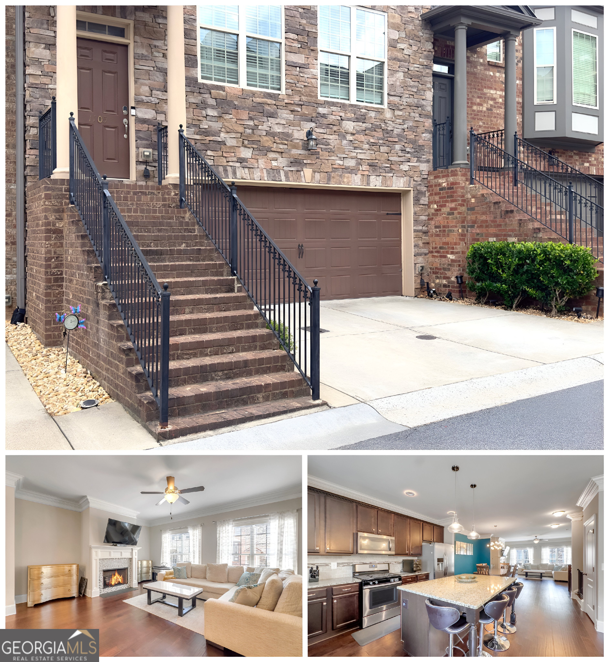 Welcome to this stunning townhome centrally located and nestled in a gated community. This beautiful home boasts an abundance of natural light with a completely open floor plan and hardwood floors throughout the main and terrace levels. Enjoy the great room with its cozy fireplace perfect for family and friends adding a touch of elegance and warmth. The spacious chef's kitchen features a large granite island, walk-in pantry, stainless steel appliances, granite countertops, lots of cabinets, a formal dining area and a family or keeping room. The upper level offers an extensive primary retreat with vaulted ceilings and an ensuite with dual vanities and a tiled shower. Additionally on the upper lever are two generously sized bedrooms, a centrally located bathroom and laundry closet. With three levels, this property provides options for multigenerational living, three bedrooms and two full bathrooms on the upper level, as well as a bedroom in a great finished terrace level which includes a full bathroom, ample closet space and a separate private entrance. This home is ready for your occupancy. It's just minutes away from I-75 and I-285, Chattahoochee River Park, Truist Park, shopping/dining, and schools. This home has it all! Embrace a lifestyle you'll love. This is your opportunity to make this exceptional property your own-call today for your private showing!