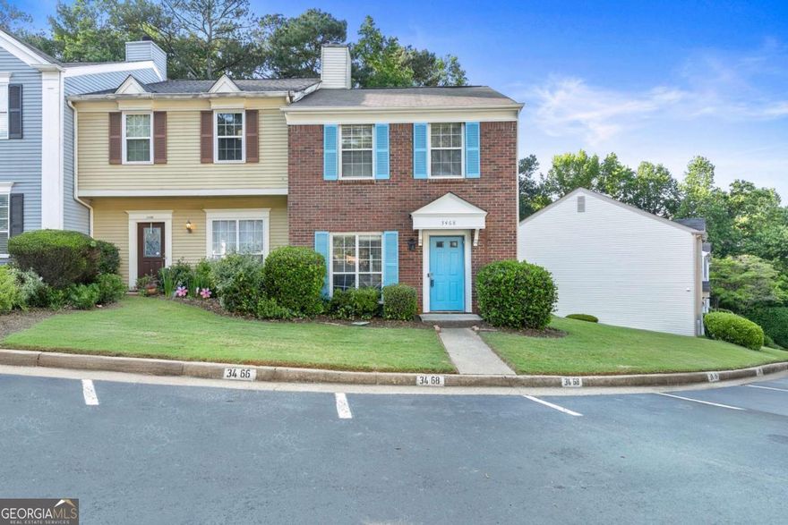 Affordable, Updated Townhome in a Gated Swim Community!  Welcome to this charming, move-in-ready end-unit townhome featuring a classic brick front and fresh modern updates throughout! This well-designed home offers two spacious bedrooms, 2.5 baths, and NO carpet, perfect for easy living and low maintenance. Enjoy freshly painted interiors and updated flooring throughout the main living areas. Each bedroom includes a private full bath, offering ideal comfort for roommates, guests, or a dedicated home office space. Step outside to your private fenced patio, perfect for relaxing evenings or entertaining friends. Located in a secure, gated community with a swimming pool and just minutes from Graves Recreation Park, this home offers two assigned parking spaces and a low HOA. It combines comfort, convenience, and unbeatable value. Schedule your tour today!