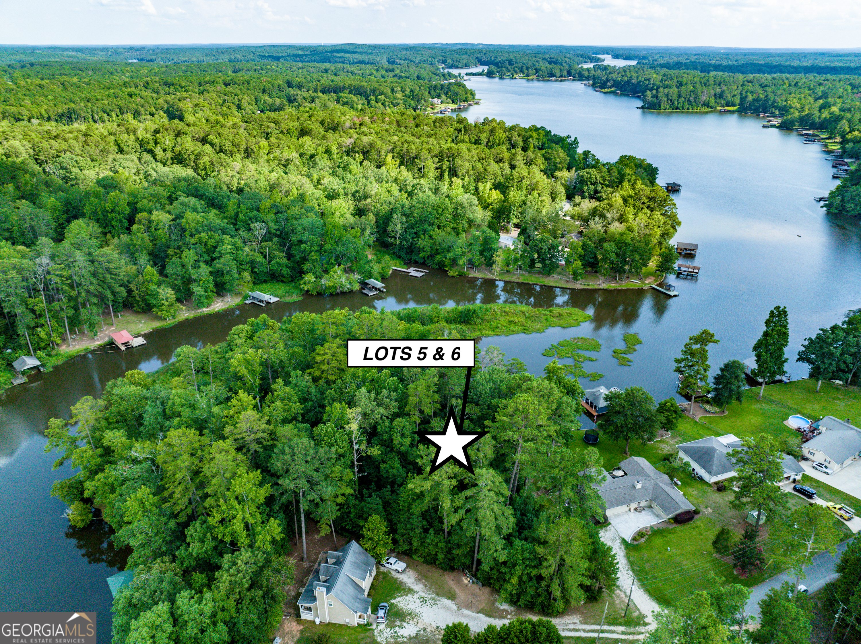 TWO LOTS # 5 and LOT # 6 sold together EST 1.4 acres on the lake .Beautiful, wooded, level lake lots on Sinclair in Deer Run Point ! No traffic and end of a cul-da-sac. Pick out your home site and enjoy watching the wild life on the natural and protected island surrounding the lots! Quiet, scenic and perfect for your dream home with VIEWS! Watch birds, fish and enjoy all the recreational activity Lake Sinclair has to offer. This location is convenient to both Eatonton and Milledgeville.