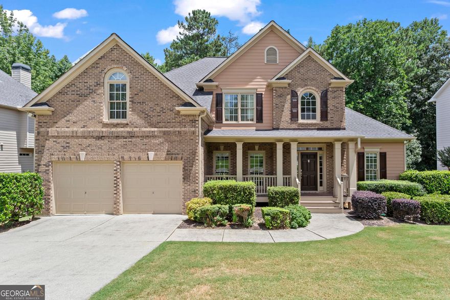 Seller is offering $5,000 towards buyer's closing cost! Don't miss this move-in ready impressive and spacious 6-bedroom, 4-bath home offers over 4,500 square feet of versatile living space-(Tax records do not reflect finished basement sq ft)-perfect for large households or multi-generational living. Conveniently located just minutes from Downtown Woodstock, top-rated schools, major highways, and more.  This well-kept home features a master on the main level, as well as a guest suite with a separate full bath. The dramatic two-story foyer and soaring great room with a gas fireplace, Palladian windows, and casement windows throughout flood the home with natural light. The updated kitchen includes new stainless steel appliances with an easy-to-clean smooth cooktop, granite countertops, and a breakfast bar. The eat-in kitchen, with its cathedral ceiling, overlooks the private, partially wooded backyard and offers access to the oversized deck. The primary bedroom also has deck access, a light-filled walk-in closet, and a well-appointed en-suite bathroom with double vanities. Upstairs, you'll find three spacious bedrooms, including a bonus room/bedroom with a closet and additional storage space, as well as a Jack-and-Jill bathroom. The fully finished, daylight walk-out basement features a large flex space, bedroom, oversized full bath, office, custom built-ins, generous storage, and room to expand. A space originally designed as a sound booth can easily be converted into a mini kitchen or bar. The basement opens to a covered terrace-level patio-an ideal setup for entertaining or a future in-law suite. Come see why Arbor View is one of the best neighborhoods in Woodstock, and explore the newly updated first-class amenities, including swim/tennis, nature trails, playgrounds, and more!