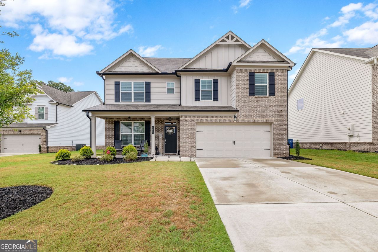 This beautifully maintained 4 bedroom, 3 bathroom home offers the perfect blend of elegance, comfort, and functionality. From the moment you enter, you'll be greeted by high end finishes including stunning coffered ceilings, custom built-in shelving, and an open floor plan ideal for both everyday living and entertaining. The main level features a dedicated office space, perfect for working from home. Step outside to your covered patio, complete with a cozy outdoor fireplace. Perfect for entertaining or relaxing year round. The large, fully fenced backyard offers privacy, space to play, and endless potential. Upstairs, the spacious bedrooms include a luxurious primary suite with a sitting area and a spa like bath and generous closet space. Every detail of this home has been thoughtfully designed and meticulously cared for. Located in a desirable neighborhood, this home is truly a must see. Schedule your tour today and experience all it has to offer!
