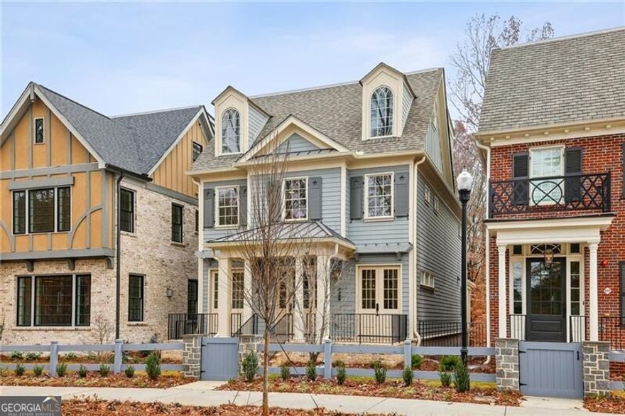 Introducing the Unparalleled Charm of Downtown Alpharetta's Finest Home: The 1858.Completely upgraded and designed with luxury features including 3 fireplaces and sky loft terrace and bar. Step into a world of elegance and sophistication with this stunning 4-story, Charleston-style single family home brought to you by Vision Development and Patrick Malloy. Every inch of this residence is meticulously crafted, ensuring exceptional detail throughout.  Experience the joy of outdoor living with private spaces that allow you to unwind and relax. Take a leisurely stroll to City Center or Avalon, immersing yourself in the vibrant energy of the community. And with a standard elevator, accessibility is never a concern. The main level boasts a seamless flow, from the inviting foyer to the open concept stainless steel appliance gourmet kitchen and commercial grade appliances such as 48 inch Gas Range with Double oven, Double Wall Oven, 48 Inch Commercial Refrigerator. A walk-in pantry, dining area, and great room provide the perfect setting for entertaining. French Doors lead you to an oversized front patio deck and the rear of the home boast an enormous 16ftx27ft covered deck with private view of Creek and Greenspace unlike anything available in Downtown Alpharetta.   On the second floor, discover the owner suite, featuring a spacious walk-in closet, tub, and zero edge shower. An additional bedroom provides ample space for loved ones or guests. Ascend to the third floor, where a loft area awaits, along with a third bedroom and rooftop skydeck, offering breathtaking panoramic views.  This exceptional community not only offers the best in walkability, but also the convenience of being close to both City Center downtown Alpharetta and Avalon. Luxury permeates every corner of this home, with incredible green views that will leave you in awe. Plus, a beautiful pocket park adds even more greenspace, complementing the serene views of the creek and bird sanctuary behind. With the option to add a 4th bedroom, the total living space expands to an impressive 3,993 sq.ft. Outdoor living is elevated with 1,182 sq.ft., allowing you to truly embrace the beauty of nature. In total, this home offers a generous 4,695 sq.ft. of living space.   Prepare to be wowed by the upgraded features and quality design specifications that have been thoughtfully incorporated into this home. A Look Book is included in the attached documents, allowing you to envision the endless possibilities that await. Experience the epitome of luxury living at The 1858, where charm, elegance, and exceptional design come together to create a truly one-of-a-kind home. This home is one of 4 last home opportunities left in this unique community mere steps to downtown Alpharetta.