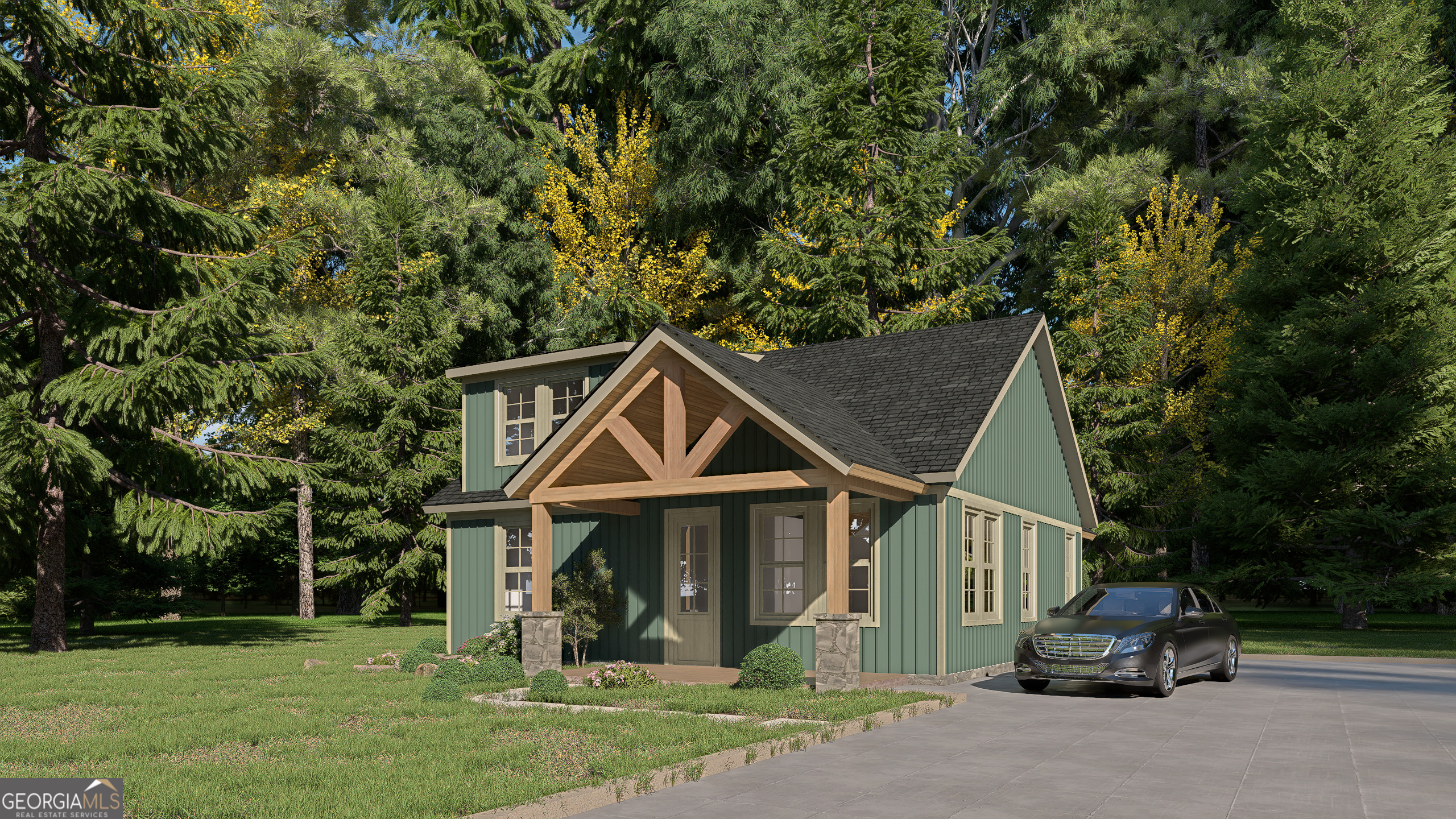 UNDER CONSTRUCTION! All-new 27 home Blue Creek Forest community brings charming cabin-style living, perfect for second homes, vacation properties, or full-time living. Covenants will allow short term rentals of 2 nights or more (subject to White County short term rental ordinance and additional pending requirements). This home is a master on main plan with 3 bedrooms and 2 bathrooms. The 2 additional bedrooms and one full bathroom are upstairs. Stainless appliances, LVP and carpet, wood accents, other features pending. Covered front and rear porch offers space to entertain and enjoy the outdoors. Convenience? Check. Less than 5 minutes to 2 different wineries, 8 minutes to Helen or Cleveland, 12 minutes to Clarkesville. Get in on the ground floor and be ready to move in by spring! Showing by appointment only. Gate is locked. Owner/Builder/Broker ***Photos are virtual renderings, actual product may vary.