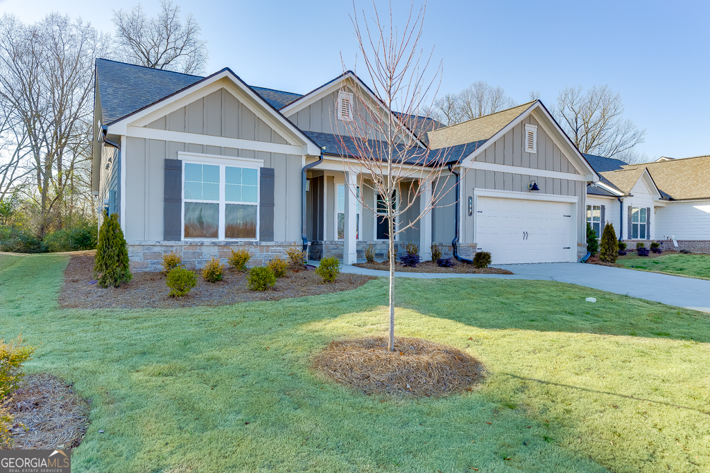 Charming Ranch Home in Northminster Farms Overview This 2-bedroom, 2.5-bath ranch home with separate office/ flex room is thoughtfully designed with elegant details and tranquil surroundings, making it a perfect retreat. Exterior Features * Attractive stone water table line * Inviting covered front porch Flexible Living Space * Separate flex room ideal for a formal dining area or home office Stylish Kitchen * Grey cabinetry paired with granite countertops * Spacious island featuring decorative legs and a farmhouse sink * Open layout that seamlessly connects to the family room Cozy Family Room * Striking stone fireplace accented by built-in cabinets and shelving for added character and storage Primary Suite * Elegant trey ceiling * Luxurious bathroom with a large super shower (12x24 tiled walls and bathroom floor) * Quartz countertops, comfort-height toilet, linen closet, and a walk-in closet Second Suite * Features a tiled shower, quartz countertops, comfort-height toilet, linen closet, and walk-in closet Additional Features * Built-in drop zone in the mud area for enhanced convenience * Wide plank flooring throughout the foyer, kitchen, breakfast area, family room, and flex room Outdoor Living * Covered back patio with peaceful views of nature, perfect for relaxation * Level back yard is ideal for your 4 legged friend. Community Amenities Northminster Farms is an active 55+ community, offering: * Pickleball courts * Clubhouse * Junior Olympic pool * Open green spaces * 2.5 miles of sidewalks * HOA will mow your lawn all 4 sides giving you more time to play With only 130 homes, residents can enjoy a close-knit, welcoming atmosphere ideal for building connections and maintaining an active social life. Builder Information & Incentives These high-quality homes are constructed by Three Rivers Homes. Builder incentive: $7,500 towards upgrades or closing costs with a full-price cash contract or when using the preferred lender.
