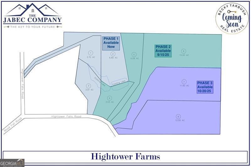Just released: Hightower Farms- We have 8 tracts of property ranging in size from 3 to 15 acres each. Bring your own plan or we have three beautiful farmhouse plans ready to build. This property is only available for our builder to build your dream home. Property is not available for individual sale. Located just outside of Rockmart & Cedartown in scenic Polk County. A rare opportunity to live closer to the land - and what matters most. NO HOA- Wooded Hideaways, Rolling Pastures, Peaceful Ponds & Streams Whether you're dreaming of a hobby farm, a homestead, or a place to roam - this is your moment. Modern Farmhouse Living with Optional Barns Each home is crafted with the highest standards and timeless design. Abundant Wildlife, Endless Views, Rustic Lifestyle. Rarely does land like this come to market. Privacy, beauty, and freedom - all within reach.
