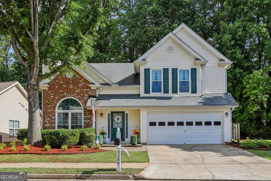 Move-In Ready and Full of Natural Light! This bright, airy home features soaring ceilings and stunning arched windows that flood the space  with natural light. Brand new Pella windows installed in 2024 offer energy efficiency and lasting comfort. The open- concept layout includes  a spacious breakfast area, a separate formal dining room for special gatherings, and a cozy fireplace that sets the tone for relaxing  evenings at home. Sitting on an extra large corner lot, the fully fenced backyard provides plenty of room for entertaining, play, or pets.  The low-maintenance vinyl siding keeps upkeep simple, while the HOA covers all front yard maintenance-making life even easier. Located  in a vibrant swim/tennis community close to parks, shopping, and top-rated schools, this home offers the ideal blend of comfort and  convenience. Don't miss your chance-schedule your private showing today!
