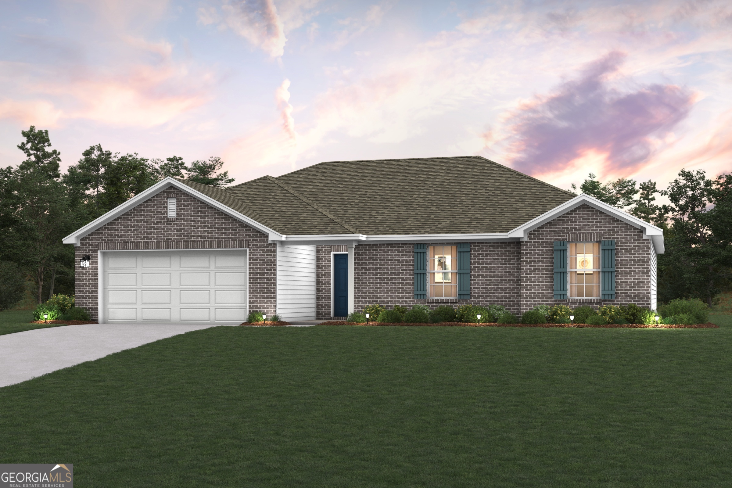 Welcome to your dream home in the Arrowhead By The Lake. Introducing the Amberwood Plan, a stunning Single-story home that combines elegance and functionality. The open-concept design features a beautifully appointed kitchen, a spacious great room, and a cozy dining area. The kitchen stands out with its elegant cabinetry, granite countertops, and stainless steel appliances, including a range, microwave, and dishwasher. The first floor includes a practical powder room and a convenient laundry room. Find a primary suite with a private bath and dual vanity sinks upstairs. With a 2-car garage, energy-efficient Low-E insulated dual-pane windows, and a 1-year limited home warranty, this home provides modern living at its best.