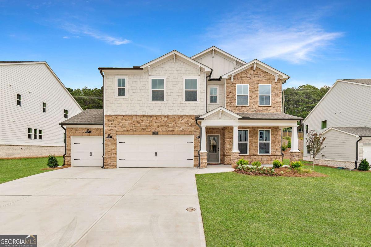 Welcome to the Riverside plan, a beautiful Single Family home located in the heart of Powder Springs built by Beazer Homes. This stunning home features 5 beds and 4 baths, offering ample space for comfortable living. The 3,133 sq ft layout includes a spacious living room, a modern kitchen with a large island, upgraded appliances, quartz countertops and a cozy everyday dining area. The primary suite boasts of a large walk-in closet, the primary bathroom features quartz countertops, a garden tub and separate shower with frameless glass, while the additional bedrooms provide plenty of room for family or guests. Step outside to enjoy the private, covered deck and 1/3rd acre lot, perfect for entertaining or relaxing. Additional highlights include a guest room on the main floor w/ full bathroom, a loft/media room that can easily be used as a game room, study, or additional family, as well as a 3-car Garage. Located in the desirable Hillside Manor neighborhood, this home is close to top-rated Cobb County schools, incredible parks, shopping, dining and more, making it an ideal choice for those seeking convenience and comfort. Beazer Homes is proud to be America's #1 Energy-Efficient homebuilder. In 2024, our homes achieved an average net HERS score of 37 (including solar) and a gross HERS score of 42-the lowest publicly reported scores among the top 30 U.S. homebuilders identified by Builder Magazine's Top 100 list (ranked by 2024 closings). Take advantage of our special buyer incentives which may include closing costs, design studio upgrades, FLEX dollars, and more. Contact us today to learn more about how you can benefit from these exclusive offers.