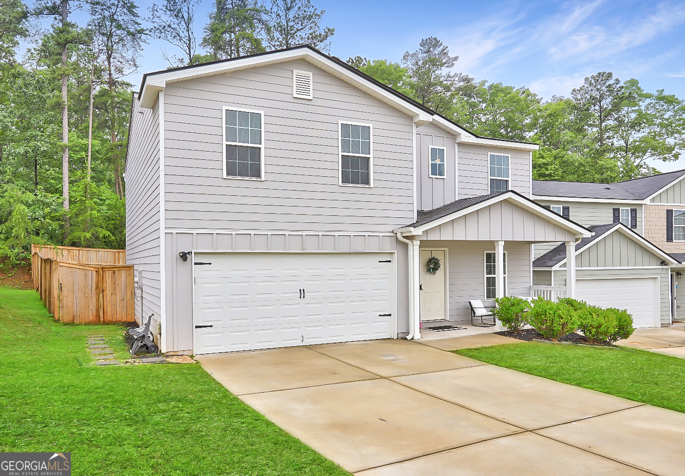 Beautiful home located in a quiet neighborhood. Home features an open concept with new flooring and a nice size kitchen with a lot of cabinet space, natural lighting, beautiful countertops and a view into a large family room. Separate dining room or you can make it your office. Second level features a stunning oversized owner's suite with double vanity and huge walk-in closet. Three additional spacious bedrooms with walk-in closets. Let's not forget the big private fenced in backyard where you can relax after a long day or have a big barbecue with family and friends. GREAT LOCATION! Less than 5 minutes from Hwy I-20. This home is close to Mirror Lake Golf Club, Arbor Place Mall, Six Flags and Jessie Davis Park Center, with convenient access to great dining and more. Smart Home Technology is included plus it qualifies for NO money down 100% financing! So bring your buyers over to view TODAY! TAX RECORDS IS NOT CORRECT home was built with Hardie plank siding and more square footage.