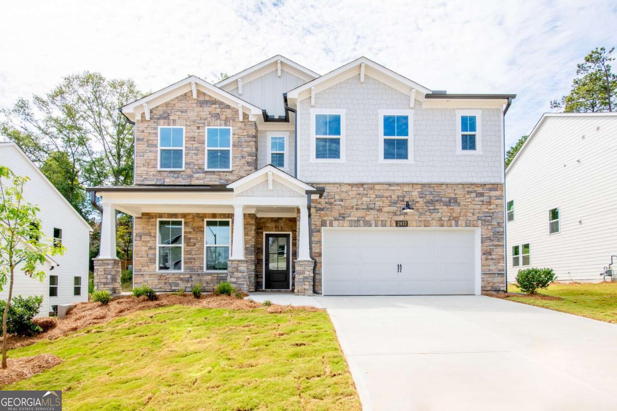 Welcome to the Riverside plan, a beautiful Single Family home located in the heart of Powder Springs built by Beazer Homes. This stunning home features 5 beds and 4 baths, offering ample space for comfortable living. The 3,132 sq ft layout includes a spacious living room, a modern kitchen with a large island, upgraded appliances, quartz countertops and a cozy everyday dining area. The primary suite boasts of a large walk-in closet, the primary bathroom features quartz countertops, a garden tub and separate shower with frameless glass, while the additional bedrooms provide plenty of room for family or guests. Step outside to enjoy 1/3rd acre lot, perfect for entertaining or relaxing. Additional highlights include a guest room on the main floor w/ full bathroom, a loft/media room that can easily be used as a game room, study, or additional family, as well as a 2-car Garage. Located in the desirable Hillside Manor neighborhood, this home is close to top-rated Cobb County schools, incredible parks, shopping, dining and more, making it an ideal choice for those seeking convenience and comfort. Beazer Homes is proud to be America's #1 Energy-Efficient homebuilder. In 2024, our homes achieved an average net HERS score of 37 (including solar) and a gross HERS score of 42-the lowest publicly reported scores among the top 30 U.S. homebuilders identified by Builder Magazine's Top 100 list (ranked by 2024 closings). Take advantage of our special buyer incentives which may include closing costs, design studio upgrades, FLEX dollars, and more. Contact us today to learn more about how you can benefit from these exclusive offers. List price reflects base price and lot premium for the Riverside Plan before options or upgrades are added**